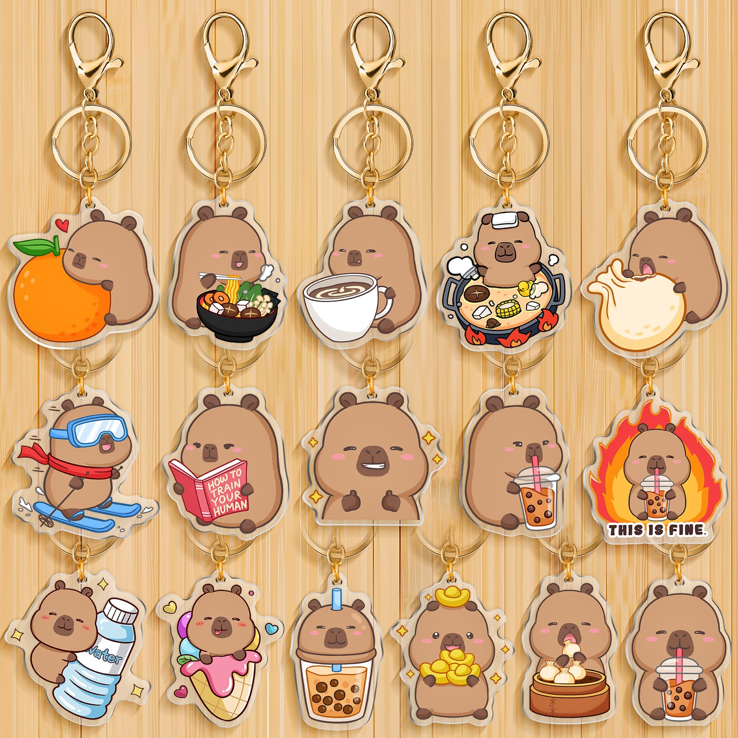 Capybara Acrylic Keychain Cute Kawaii Foodie Stocking Stuffer