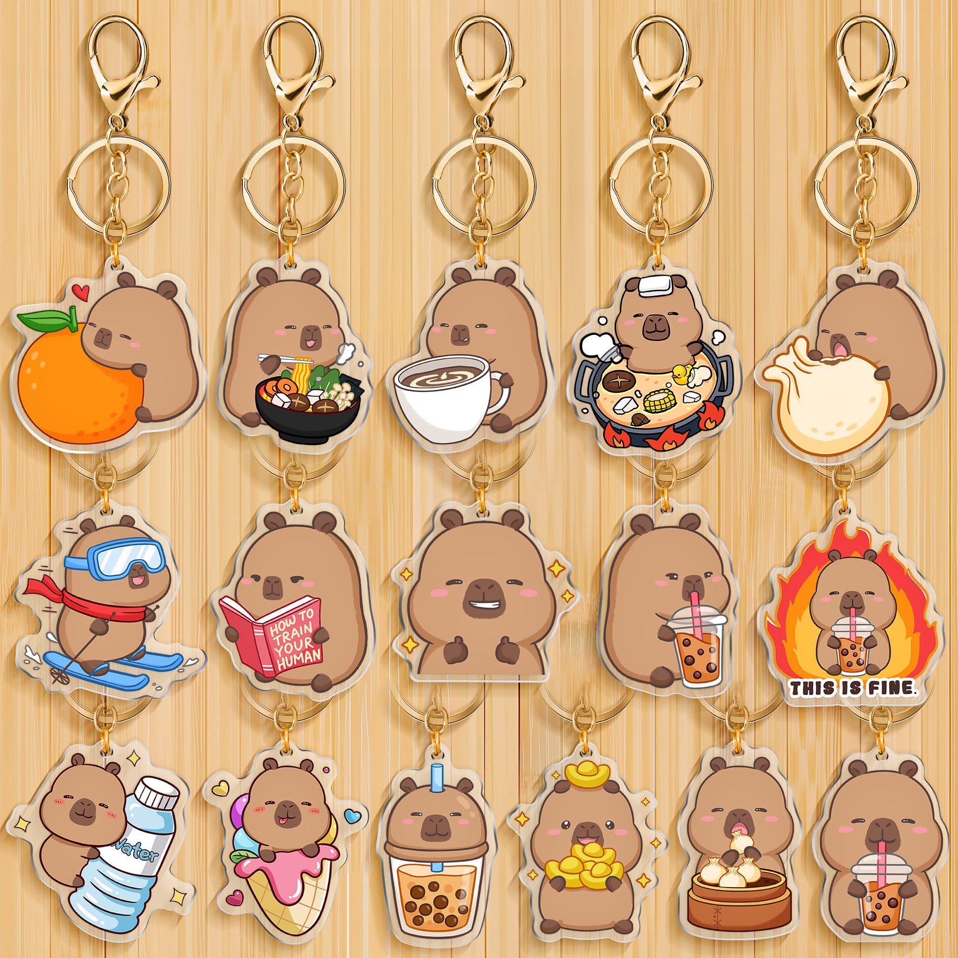 Capybara Acrylic Keychain Cute Kawaii Foodie Stocking Stuffer