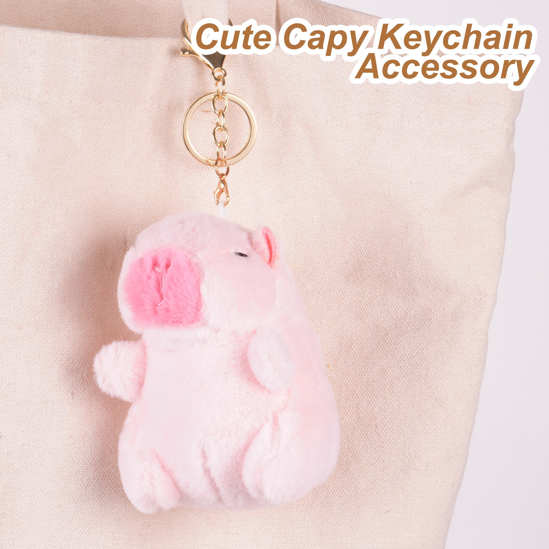 Capybara Pink Plush Keychain