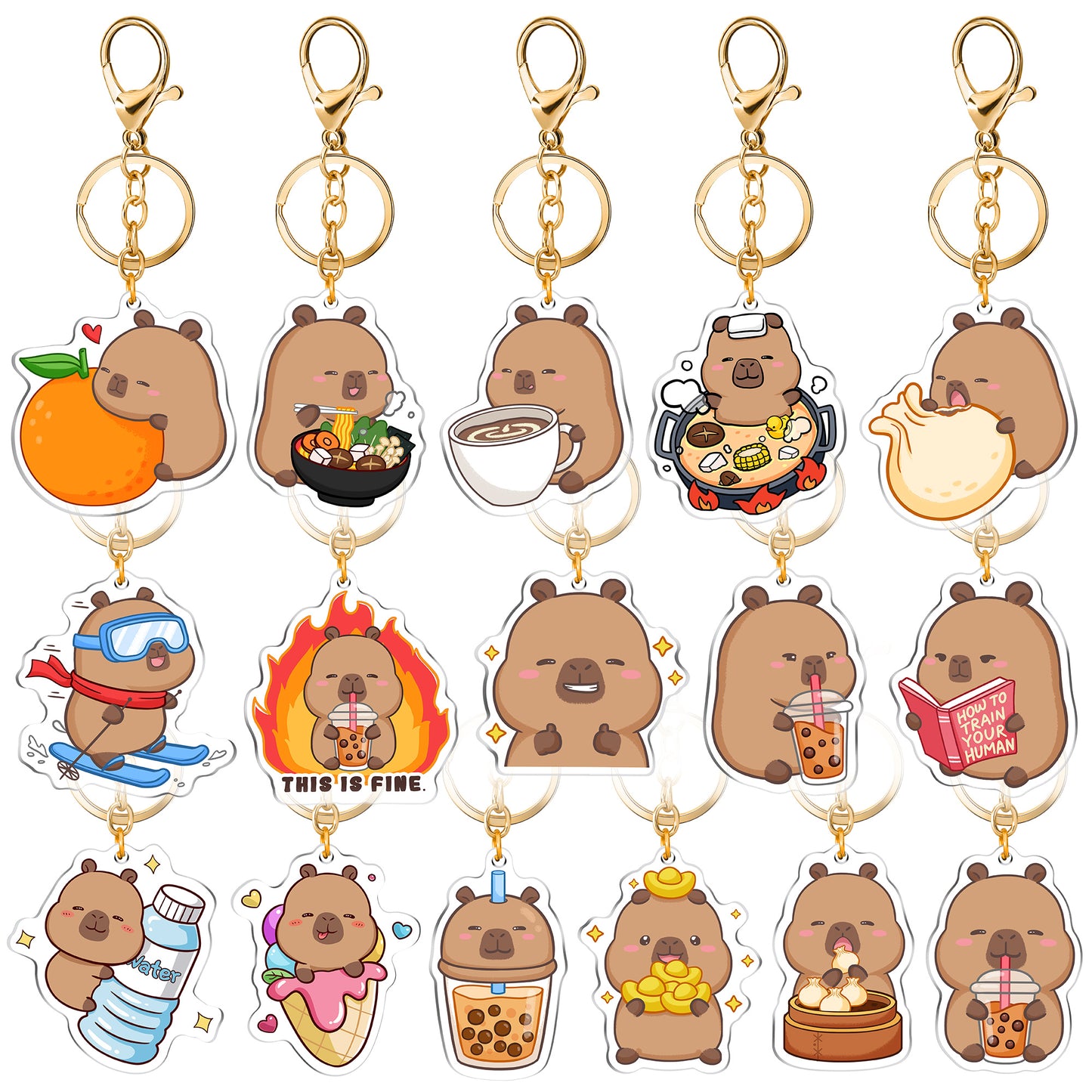 Capybara Acrylic Keychain Cute Kawaii Foodie Stocking Stuffer