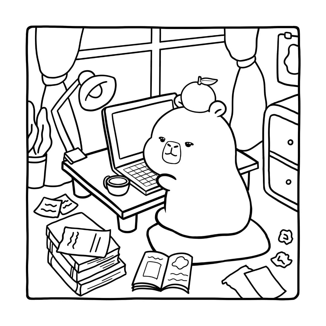 SIGNED EDITION: Capybara Bubble Tea: A Coloring Book