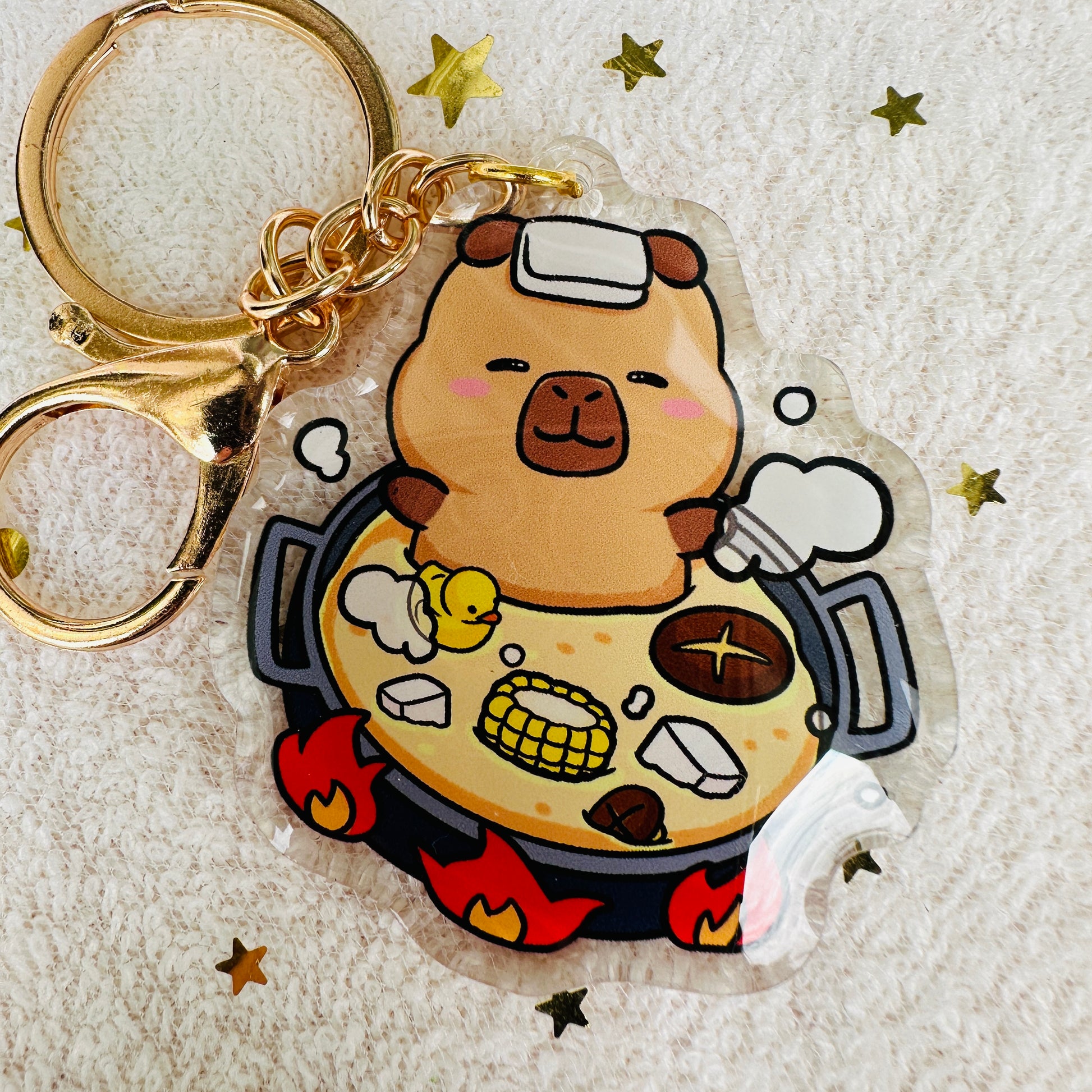 Capybara Acrylic Keychain Cute Kawaii Foodie Stocking Stuffer