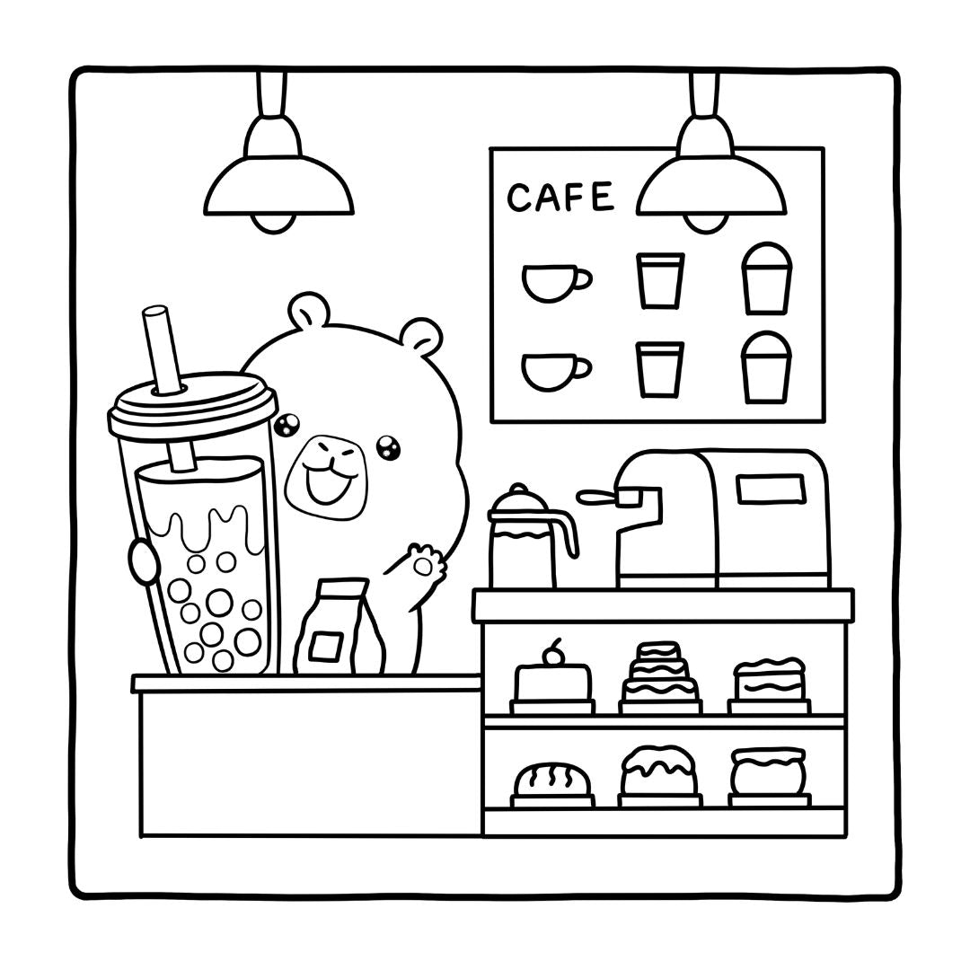 SIGNED EDITION: Capybara Bubble Tea: A Coloring Book
