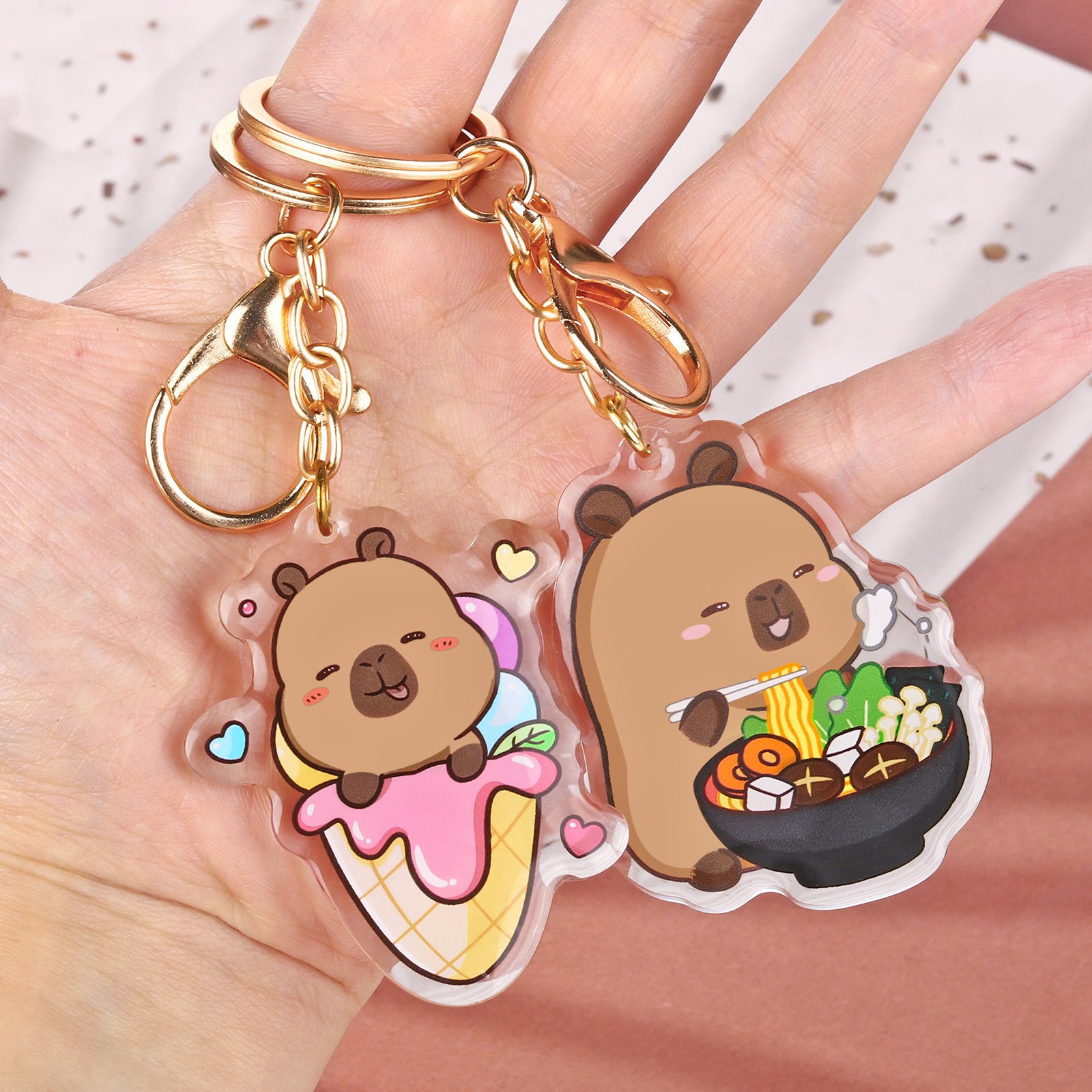 Capybara Acrylic Keychain Cute Kawaii Foodie Stocking Stuffer
