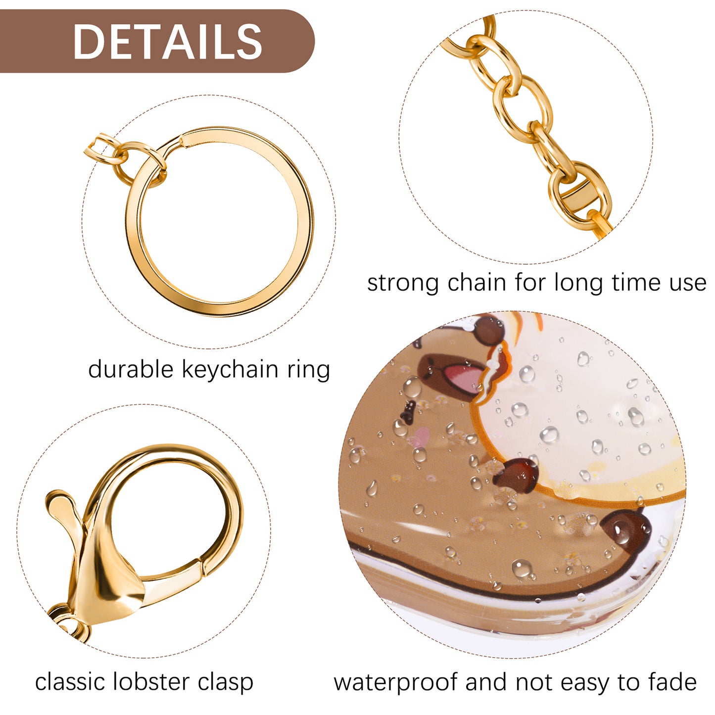 Capybara Acrylic Keychain Cute Kawaii Foodie Stocking Stuffer