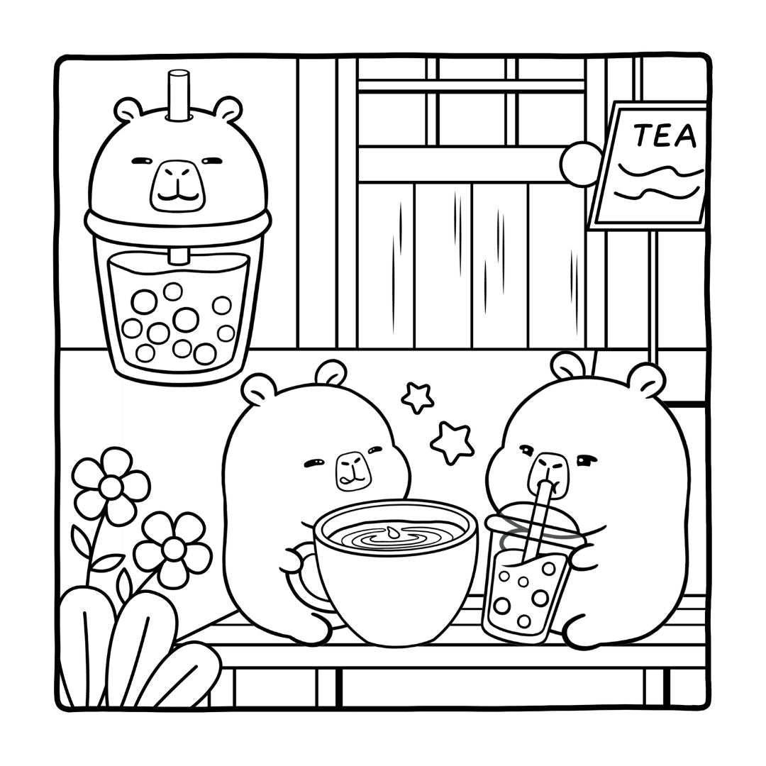 SIGNED EDITION: Capybara Bubble Tea: A Coloring Book
