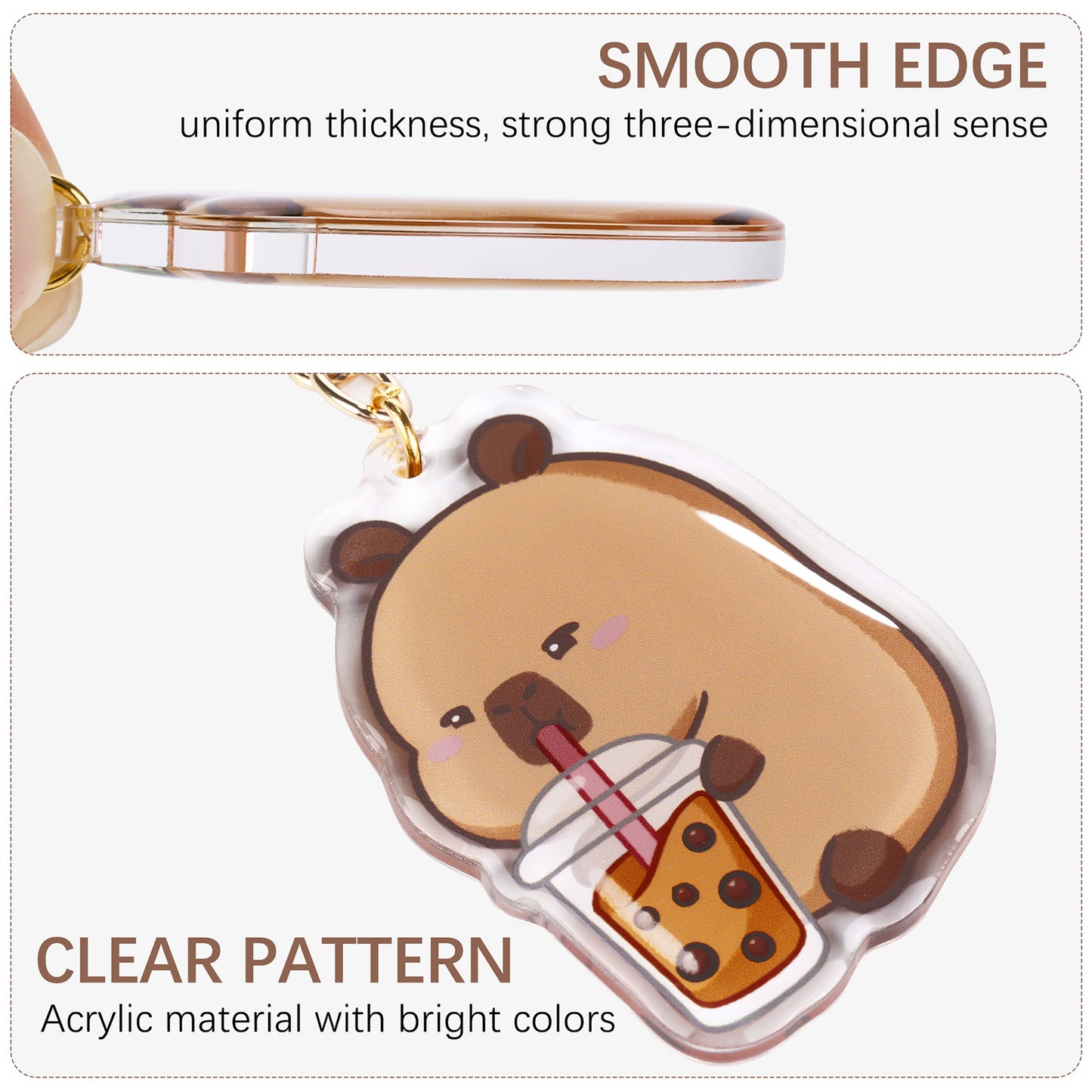Capybara Acrylic Keychain Cute Kawaii Foodie Stocking Stuffer