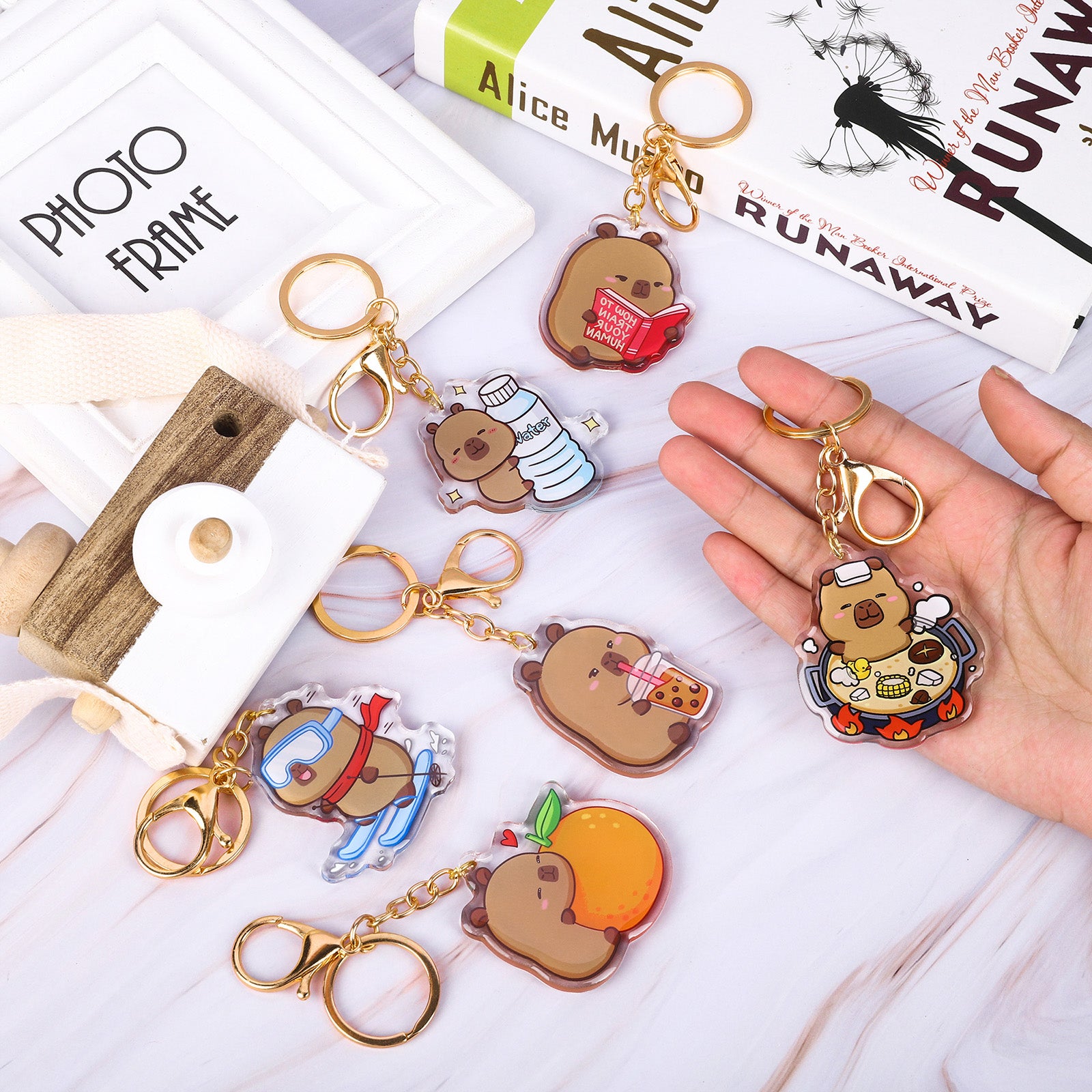 Capybara Acrylic Keychain Cute Kawaii Foodie Stocking Stuffer