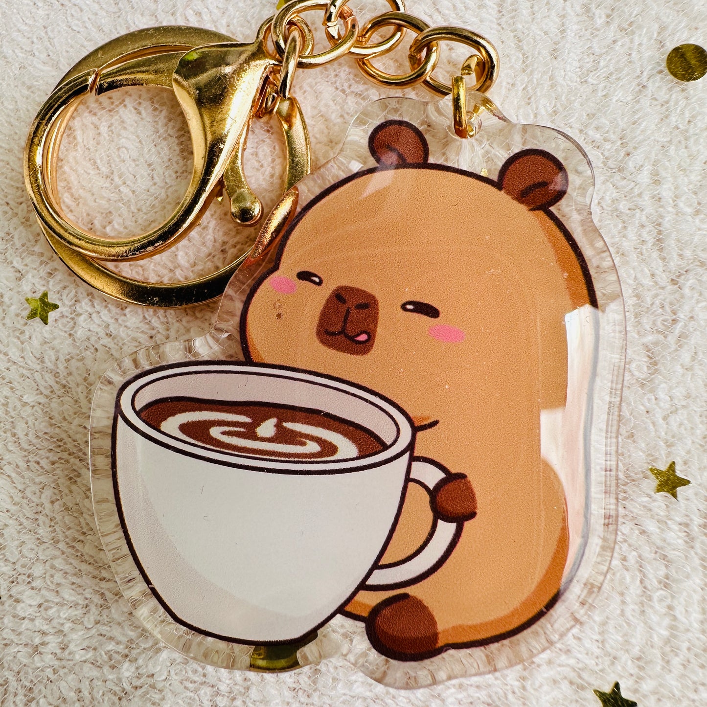 Capybara Acrylic Keychain Cute Kawaii Foodie Stocking Stuffer