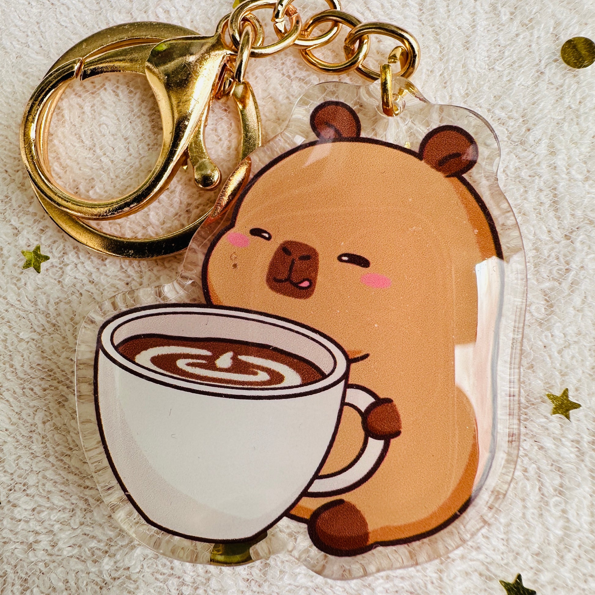 Capybara Acrylic Keychain Cute Kawaii Foodie Stocking Stuffer