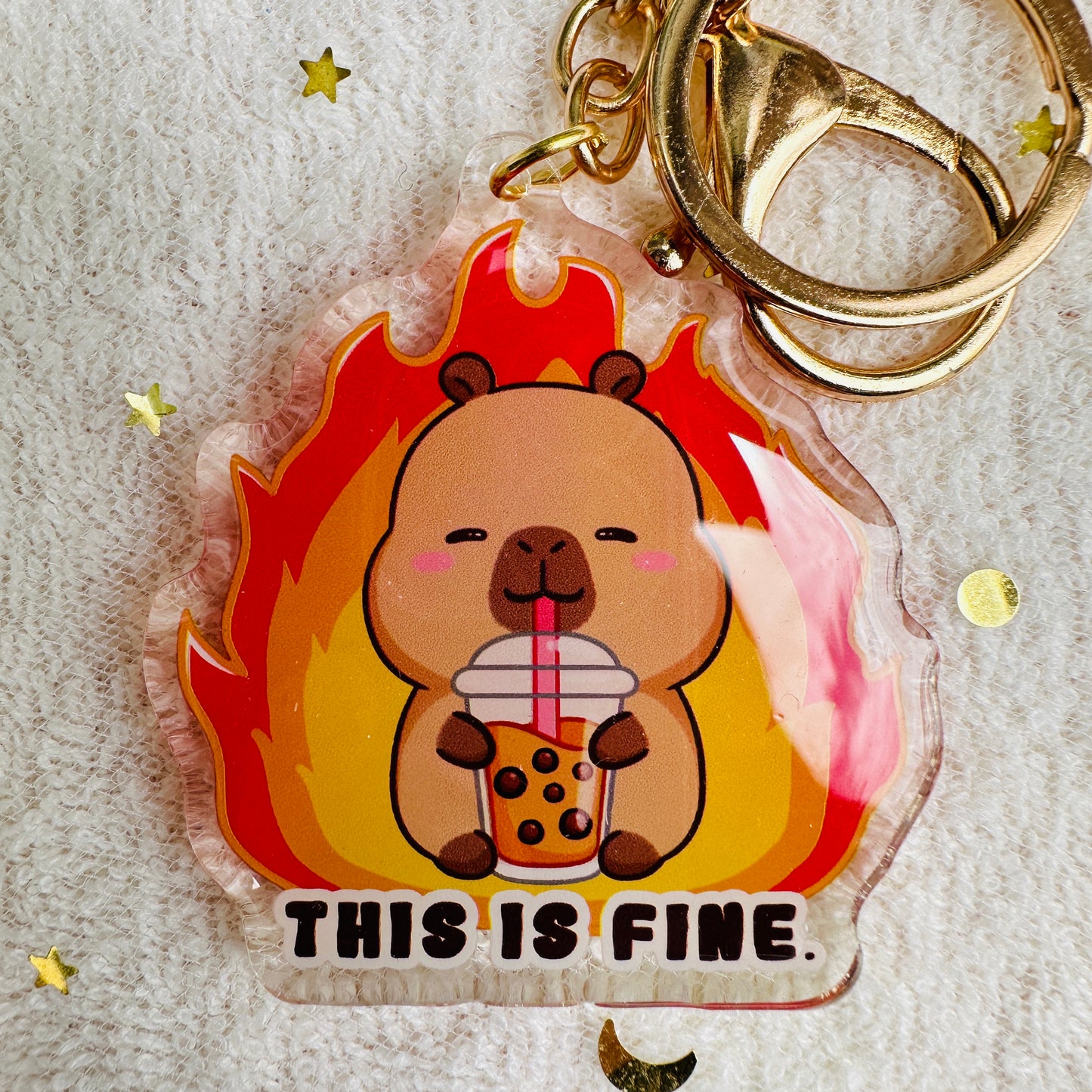 Capybara Acrylic Keychain Cute Kawaii Foodie Stocking Stuffer