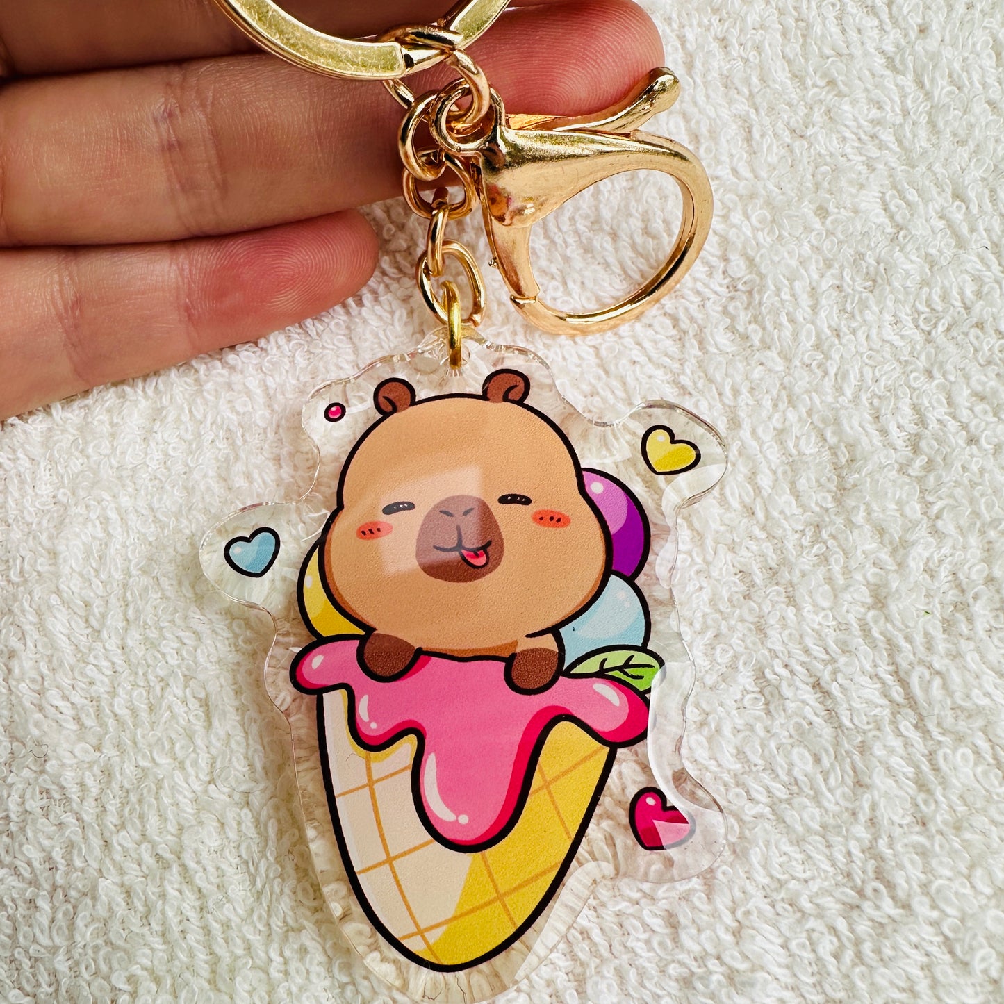 Capybara Acrylic Keychain Cute Kawaii Foodie Stocking Stuffer