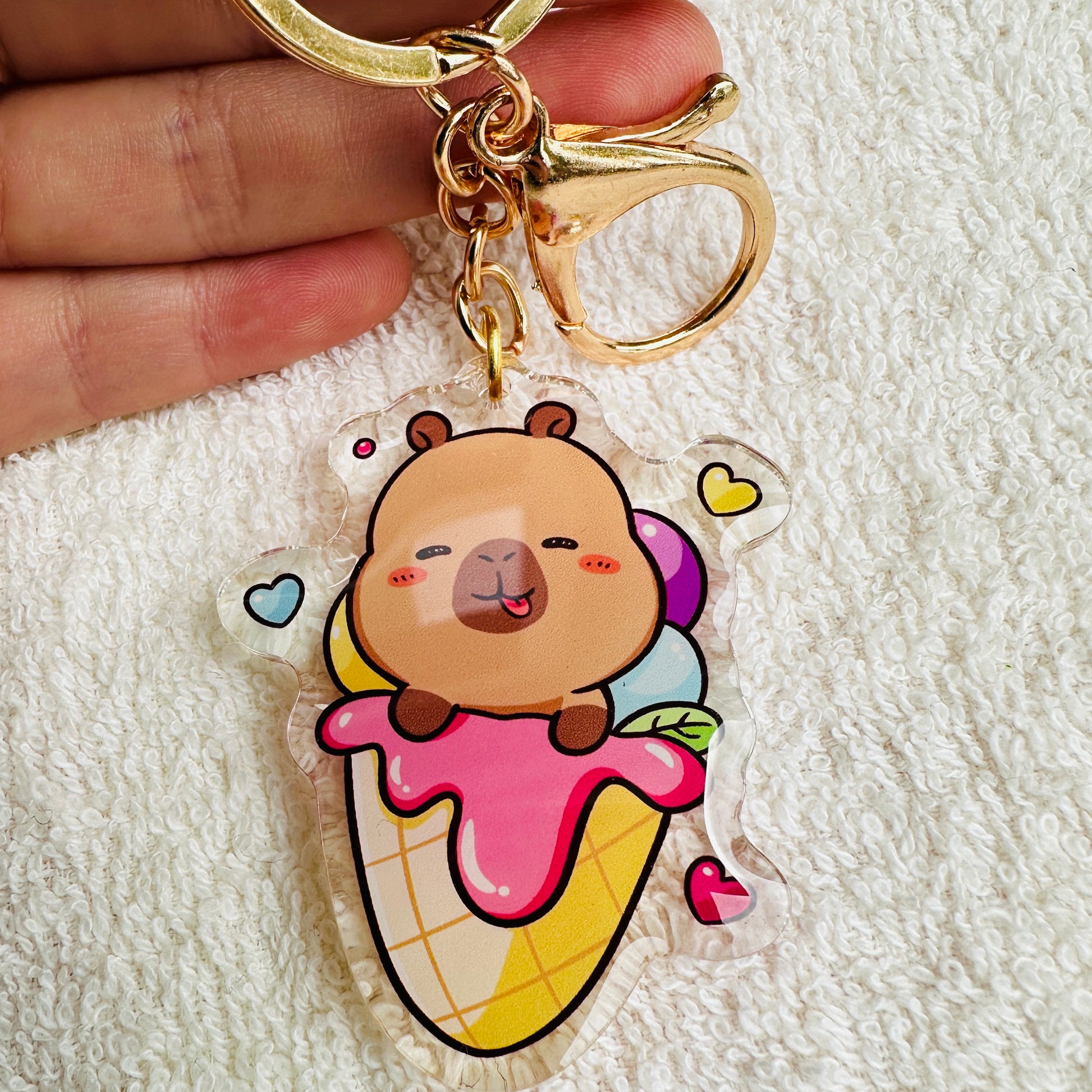 Capybara Acrylic Keychain Cute Kawaii Foodie Stocking Stuffer