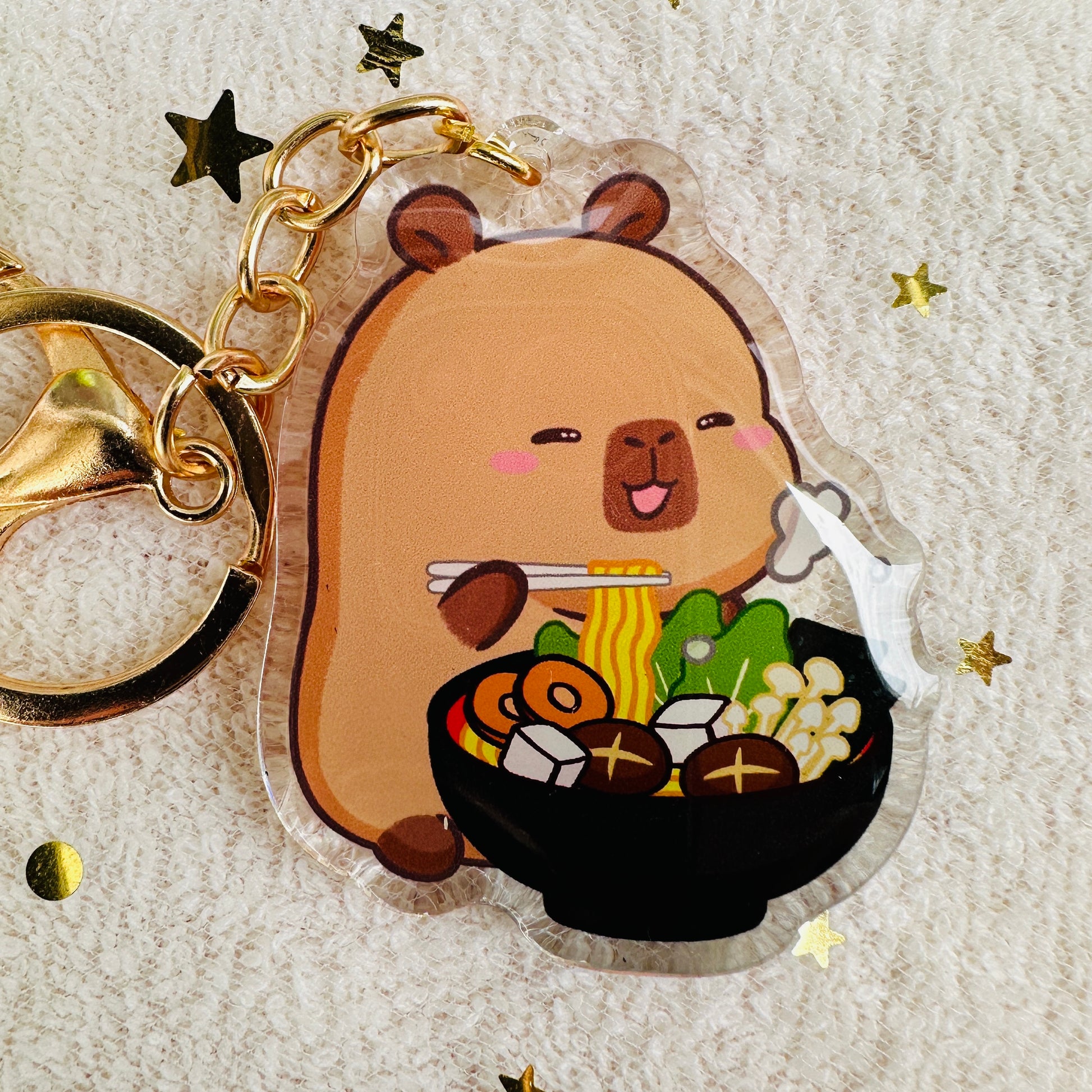 Capybara Acrylic Keychain Cute Kawaii Foodie Stocking Stuffer