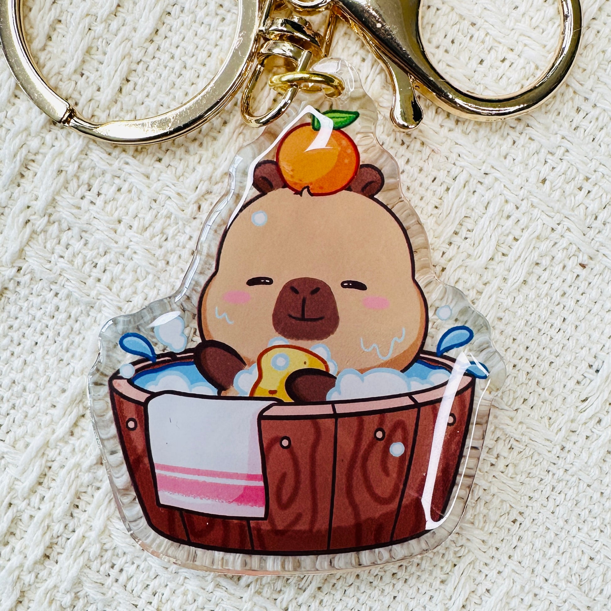 Capybara Acrylic Keychain Cute Kawaii Foodie Stocking Stuffer