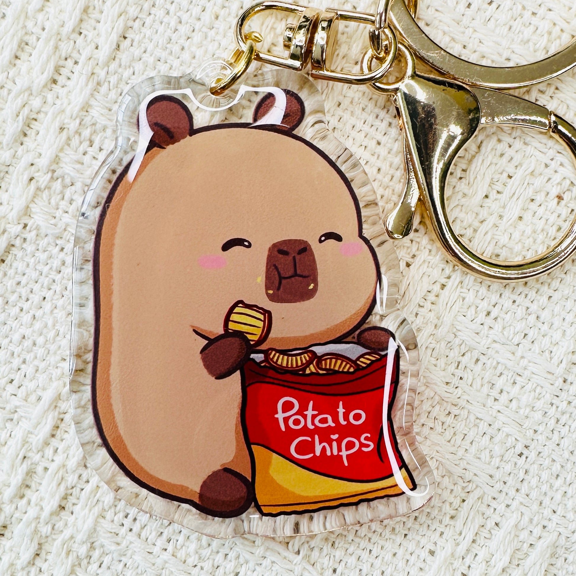 Capybara Acrylic Keychain Cute Kawaii Foodie Stocking Stuffer