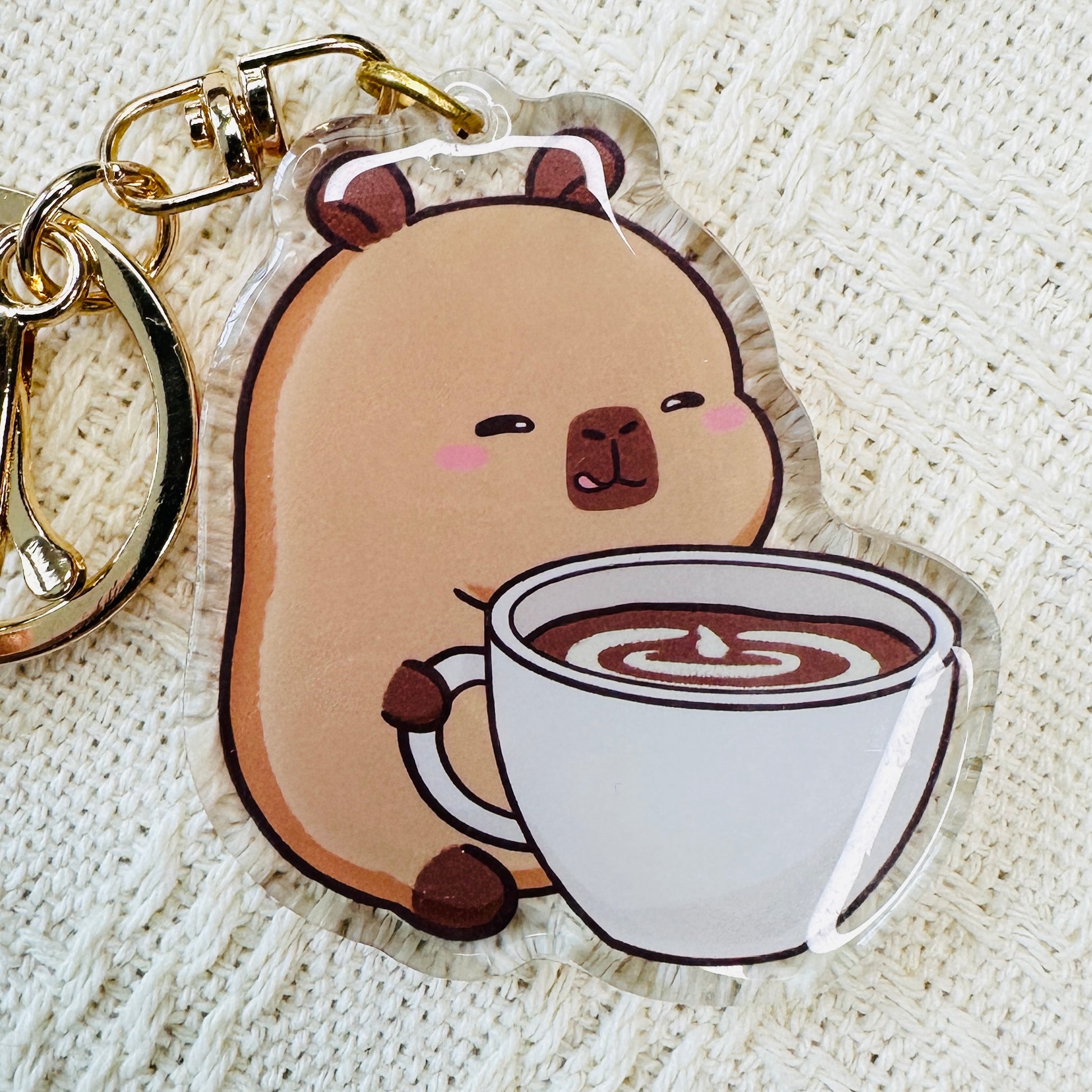 Capybara Acrylic Keychain Cute Kawaii Foodie Stocking Stuffer