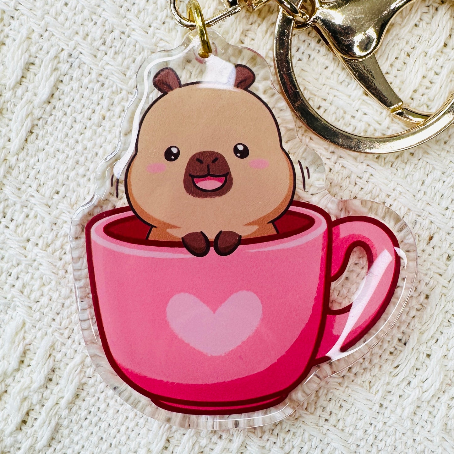 Capybara Acrylic Keychain Cute Kawaii Foodie Stocking Stuffer