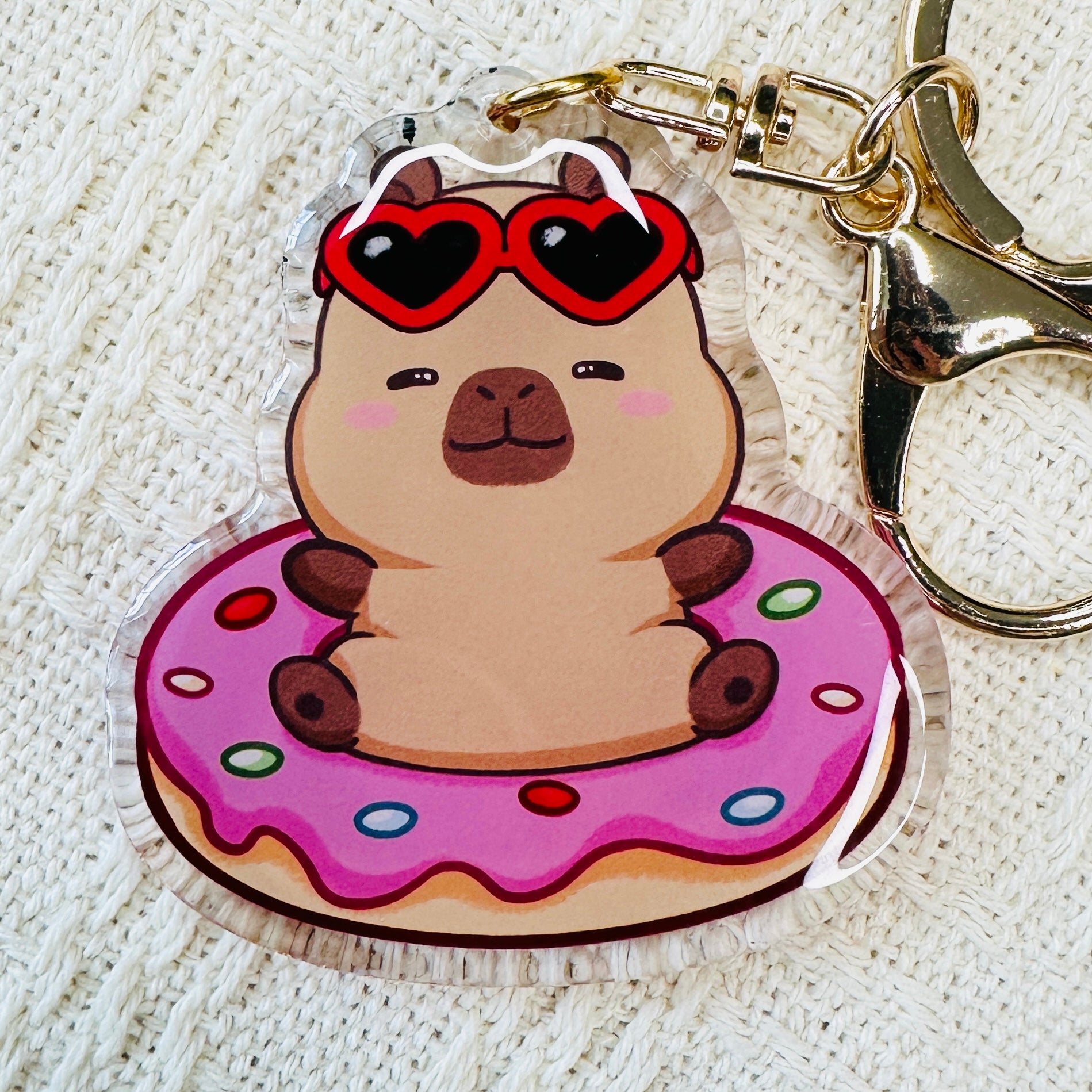 Capybara Acrylic Keychain Cute Kawaii Foodie Stocking Stuffer