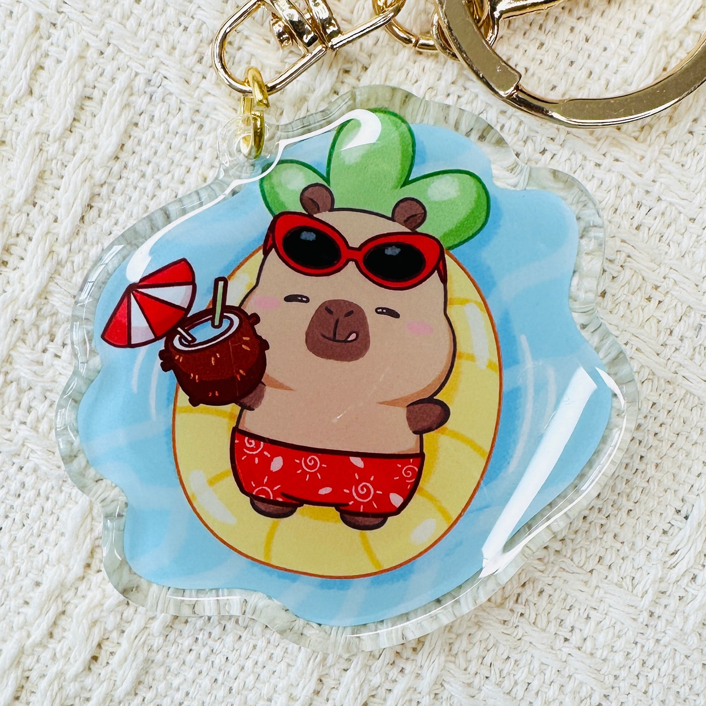 Capybara Acrylic Keychain Cute Kawaii Foodie Stocking Stuffer