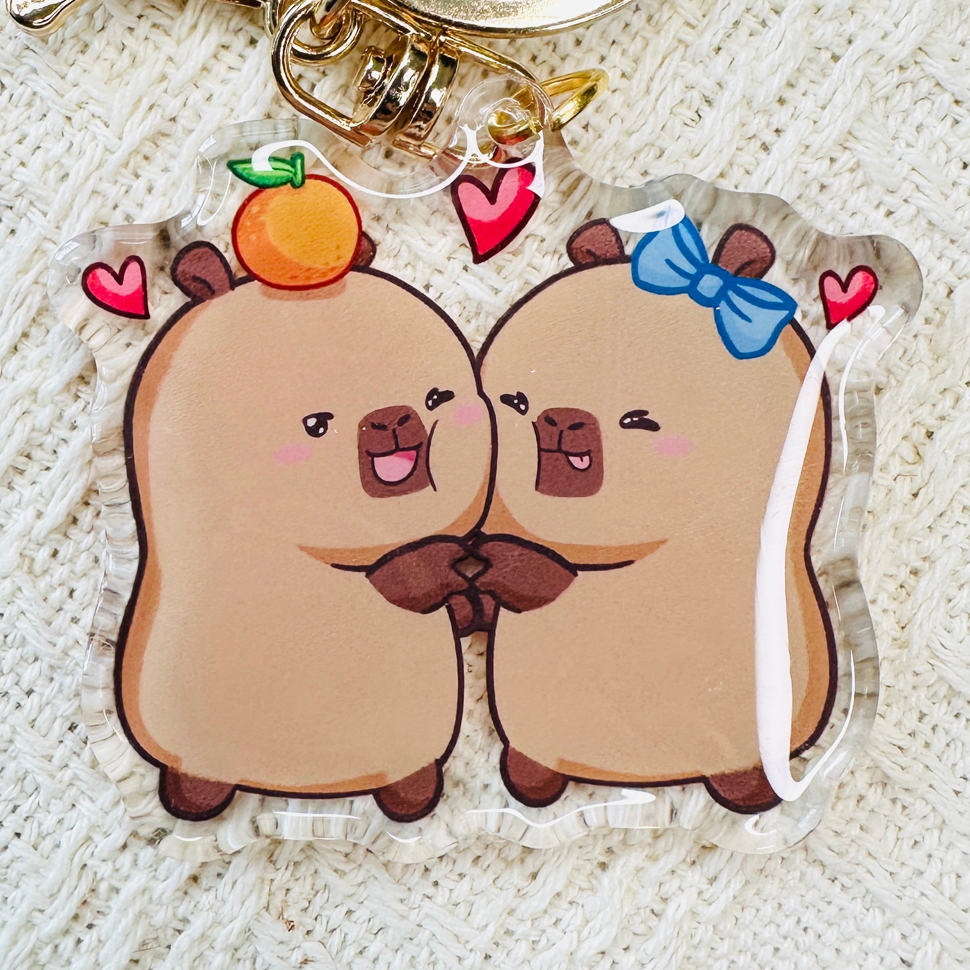 Capybara Acrylic Keychain Cute Kawaii Foodie Stocking Stuffer