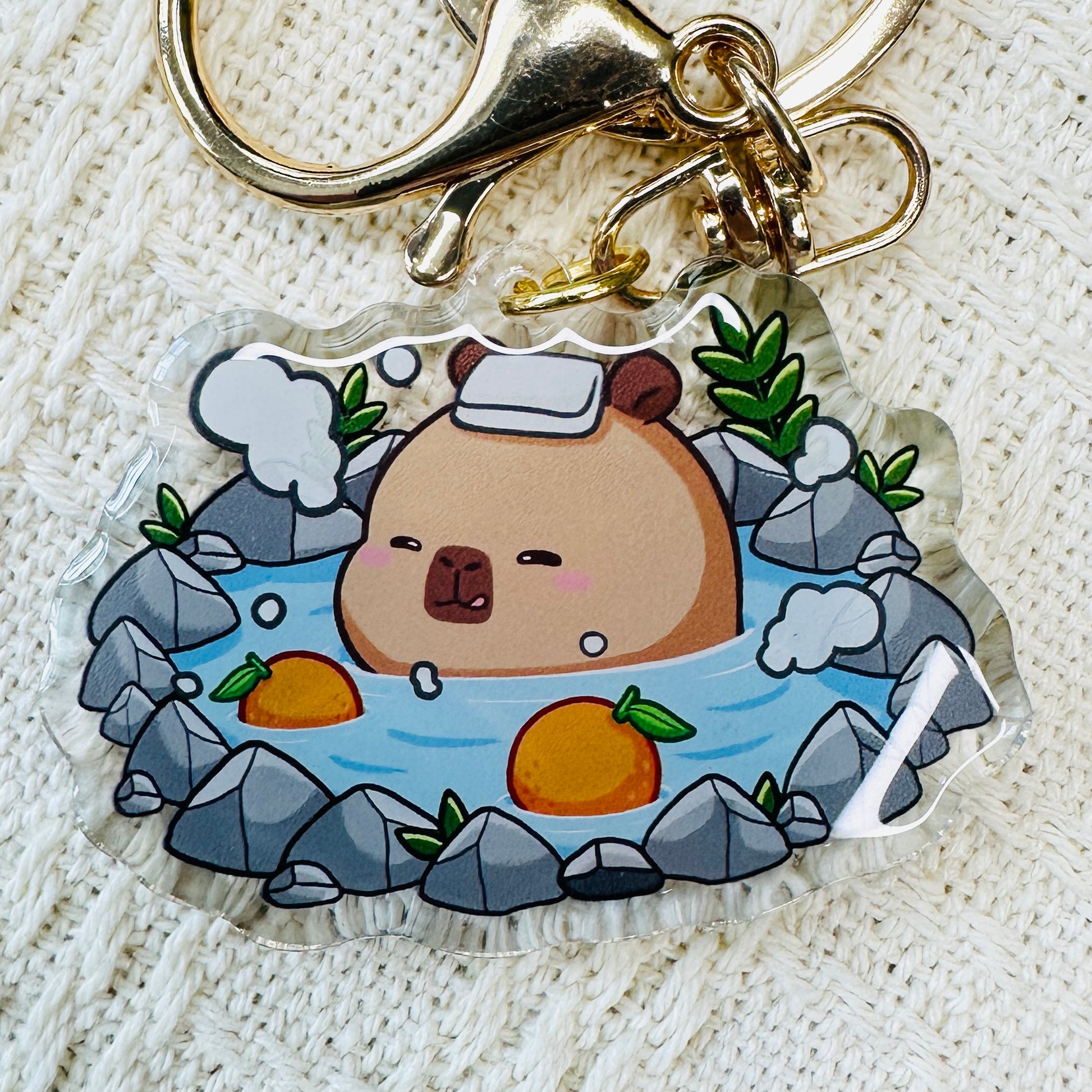 Capybara Acrylic Keychain Cute Kawaii Foodie Stocking Stuffer