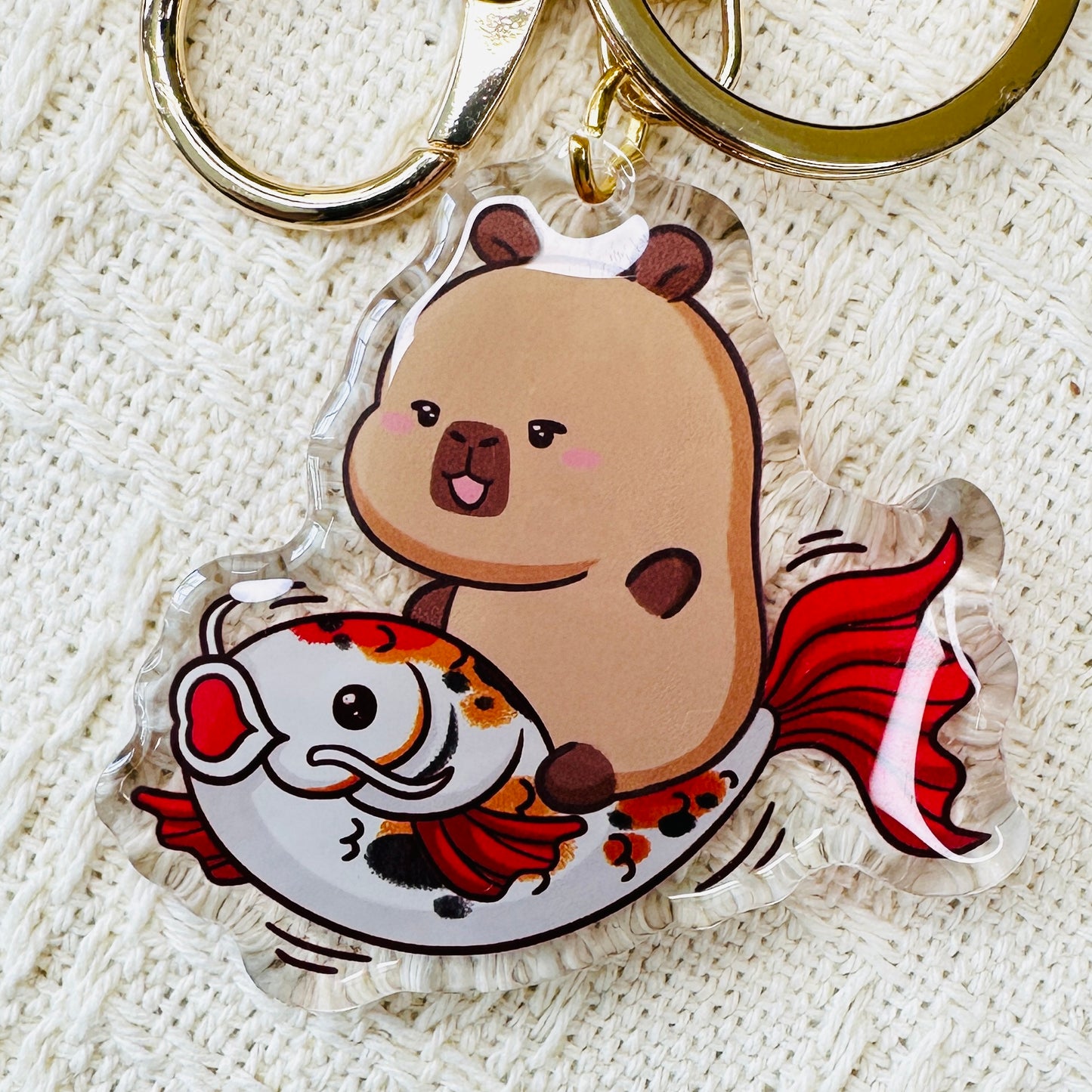 Capybara Acrylic Keychain Cute Kawaii Foodie Stocking Stuffer