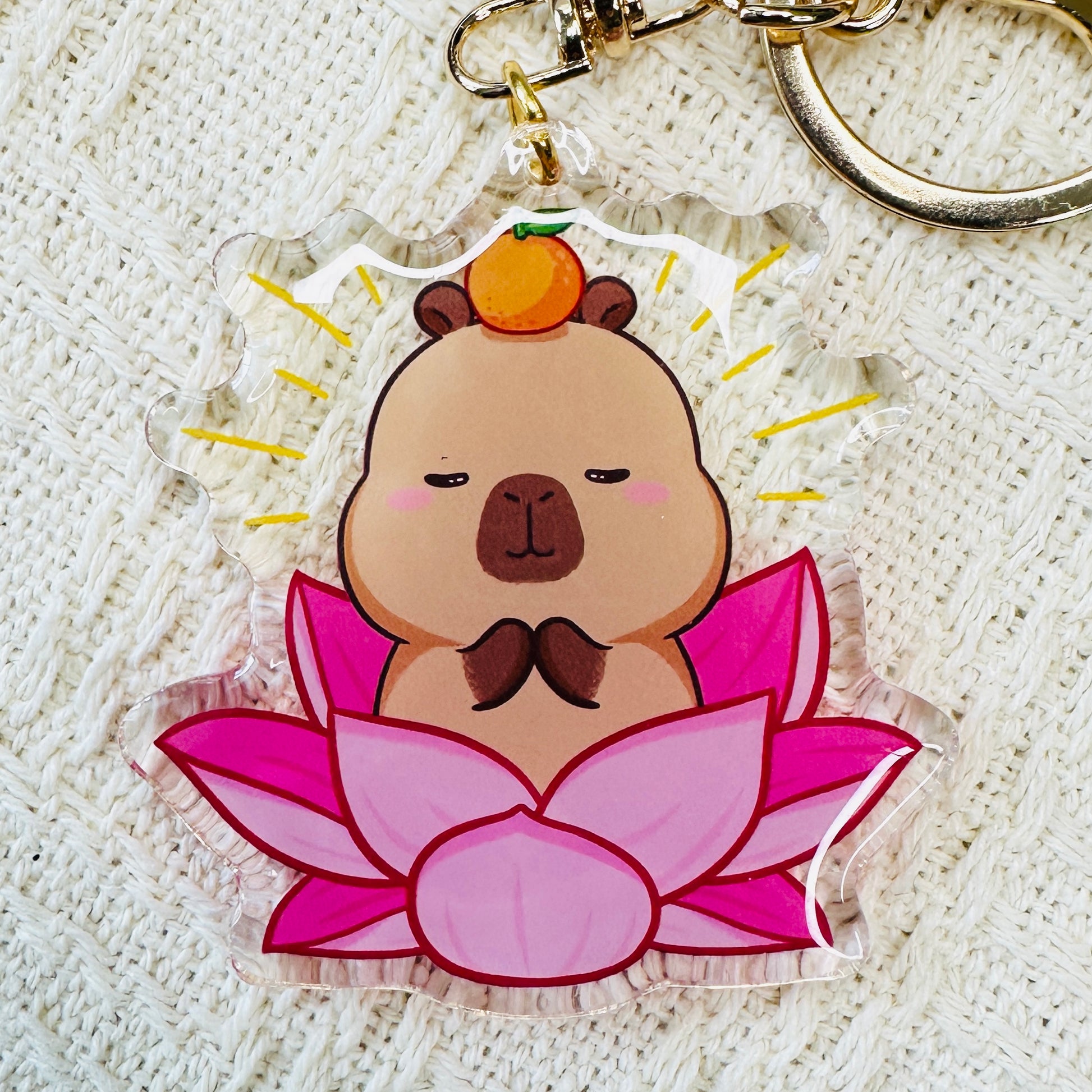 Capybara Acrylic Keychain Cute Kawaii Foodie Stocking Stuffer