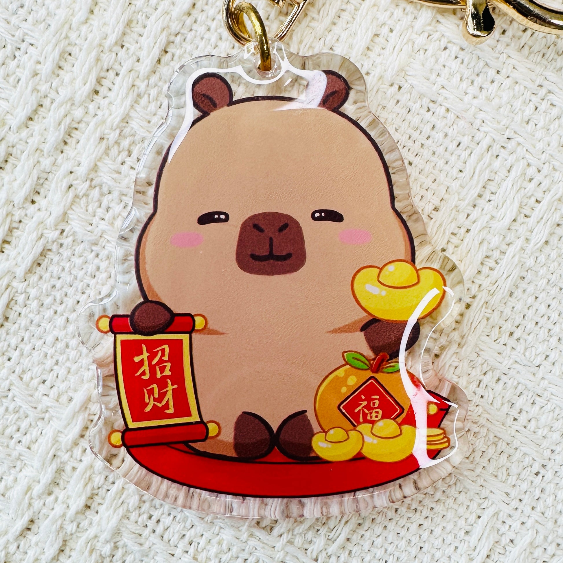 Capybara Acrylic Keychain Cute Kawaii Foodie Stocking Stuffer