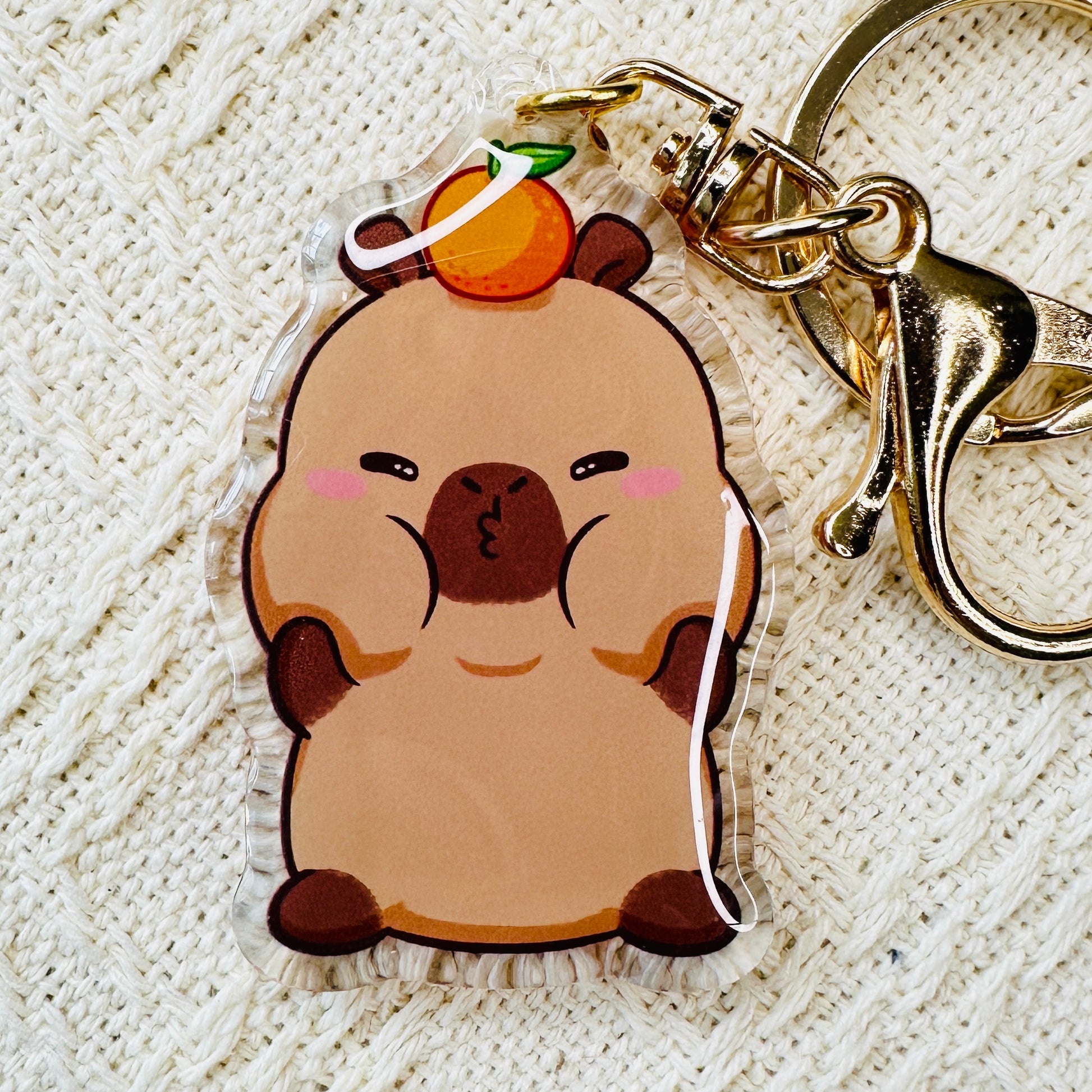 Capybara Acrylic Keychain Cute Kawaii Foodie Stocking Stuffer