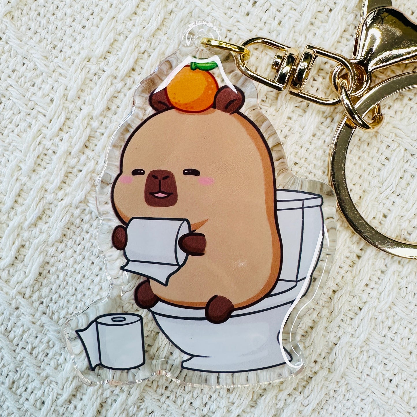 Capybara Acrylic Keychain Cute Kawaii Foodie Stocking Stuffer