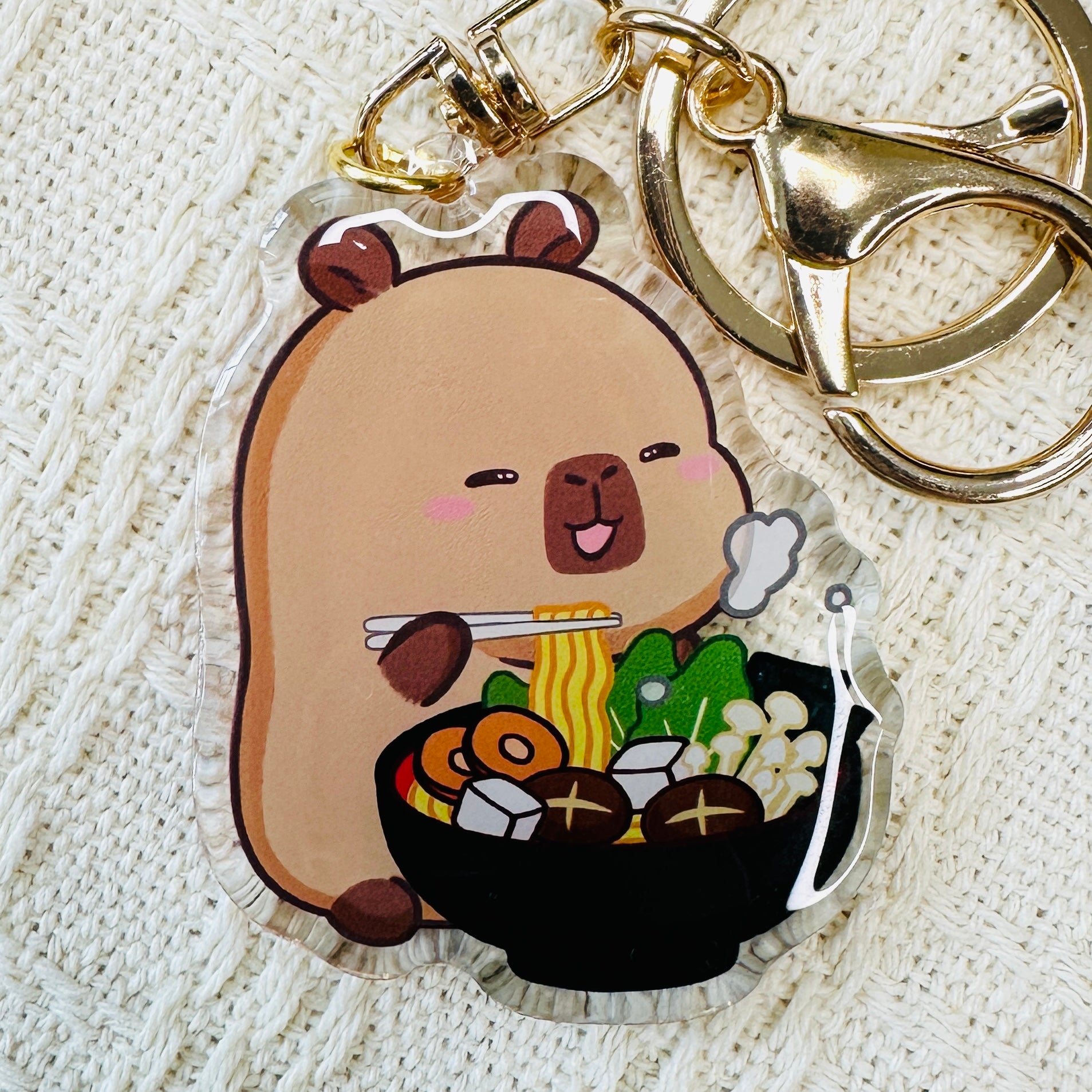Capybara Acrylic Keychain Cute Kawaii Foodie Stocking Stuffer