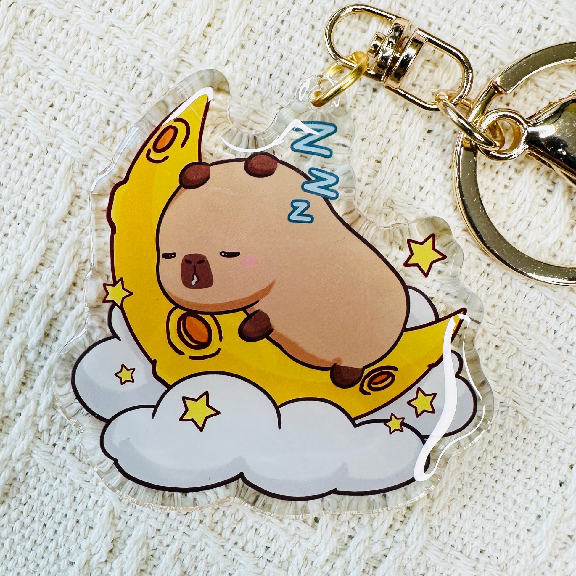 Capybara Acrylic Keychain Cute Kawaii Foodie Stocking Stuffer