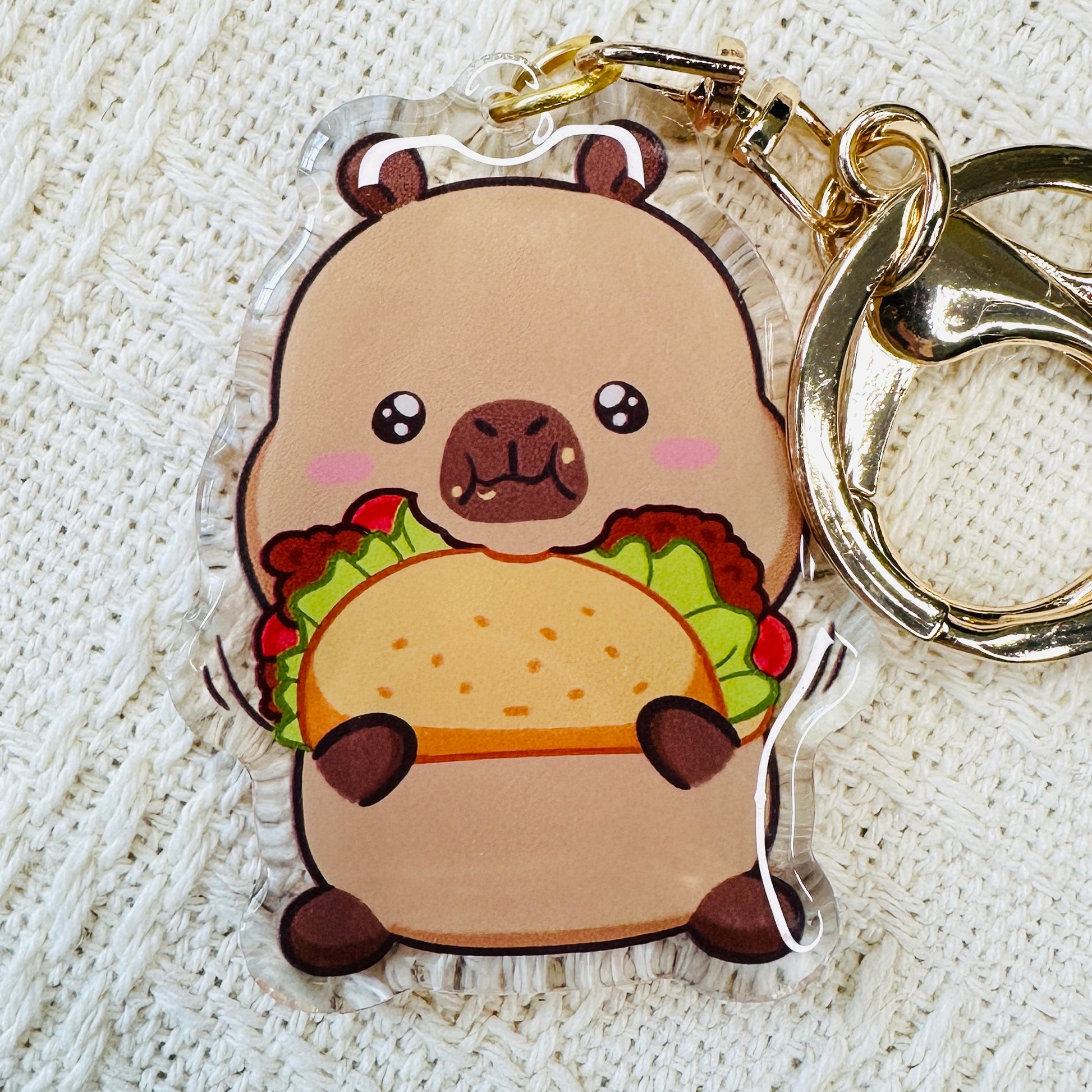 Capybara Acrylic Keychain Cute Kawaii Foodie Stocking Stuffer