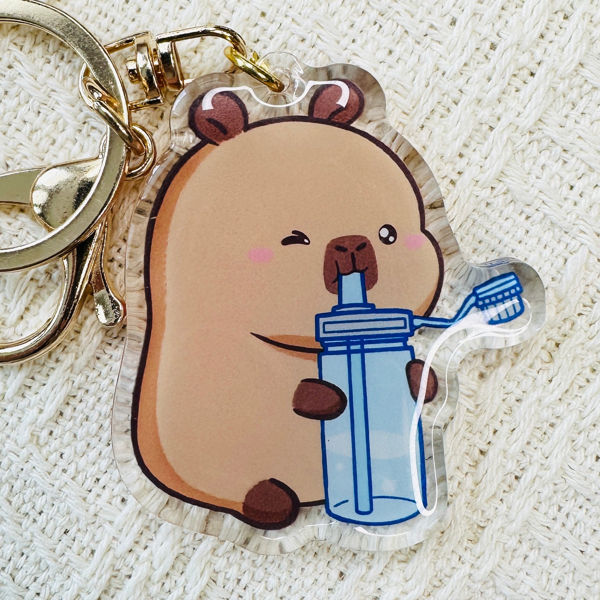 Capybara Acrylic Keychain Cute Kawaii Foodie Stocking Stuffer