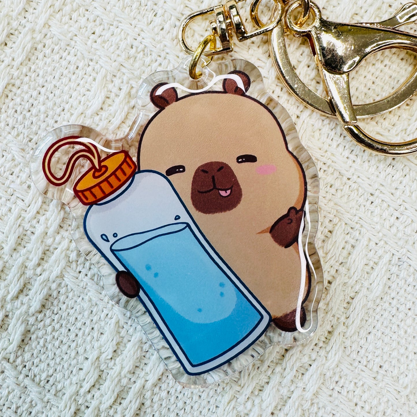 Capybara Acrylic Keychain Cute Kawaii Foodie Stocking Stuffer