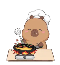 Animated capybara GIF: Capy chef cooking