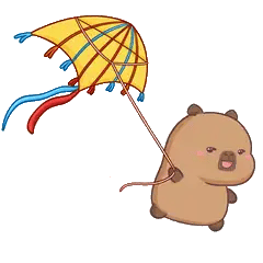 Animated capybara GIF: Capy flying kite