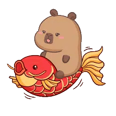 Animated capybara GIF: Capy koi fish