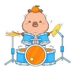 Animated capybara GIF: Cavin drums