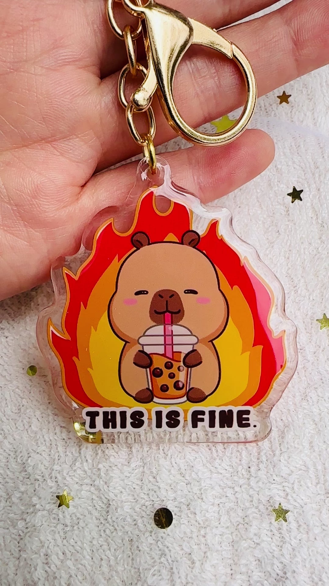 Capybara Acrylic Keychain Cute Kawaii Foodie Stocking Stuffer