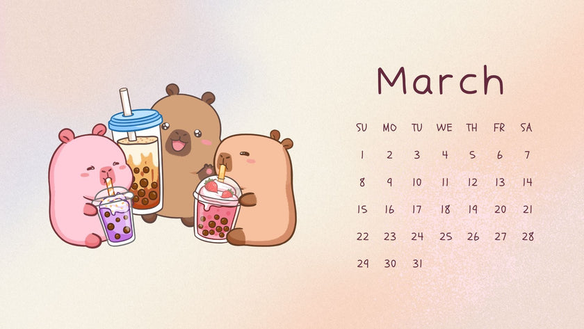 Free March Capybara Calendar