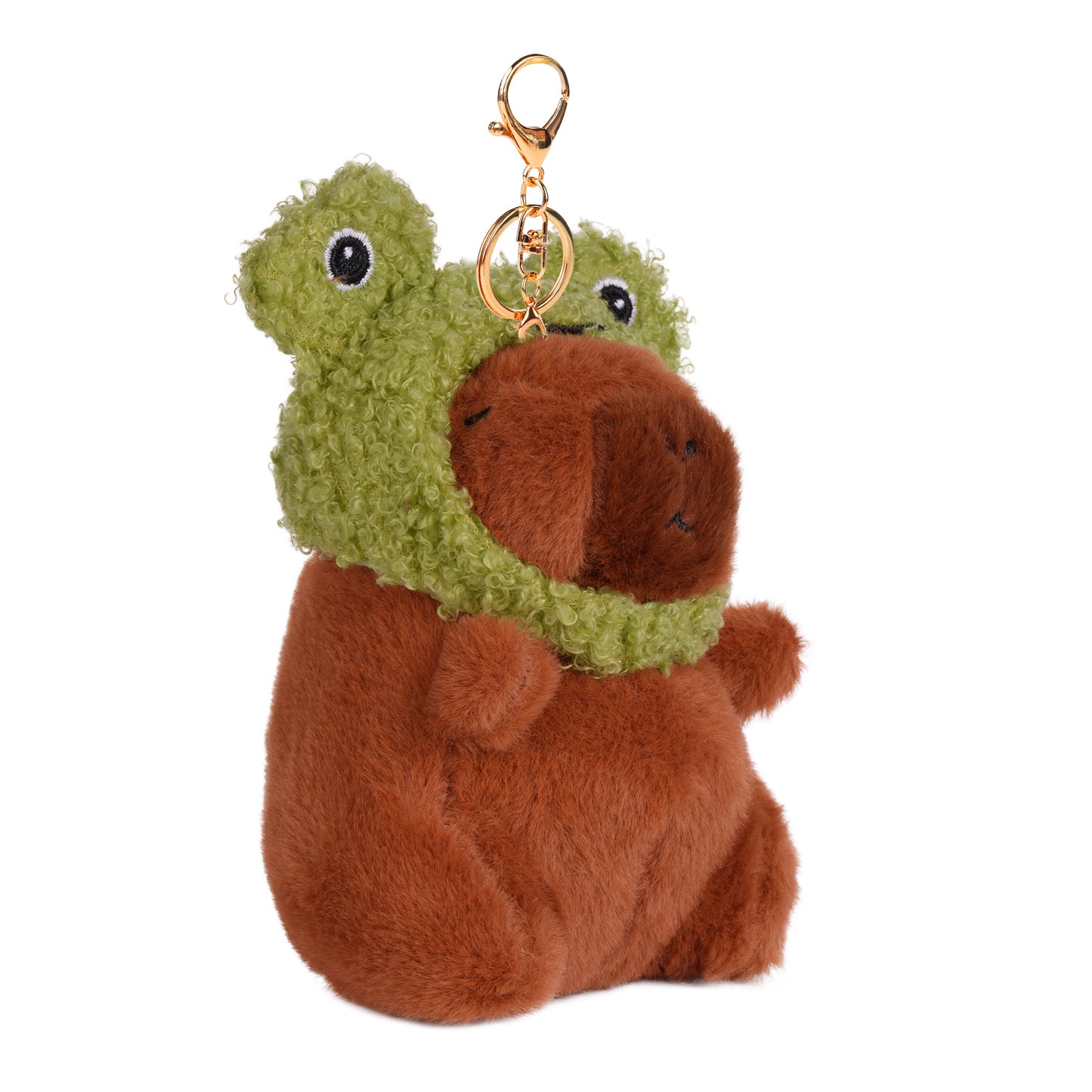 Capybara Frog Hat Plush Keychain