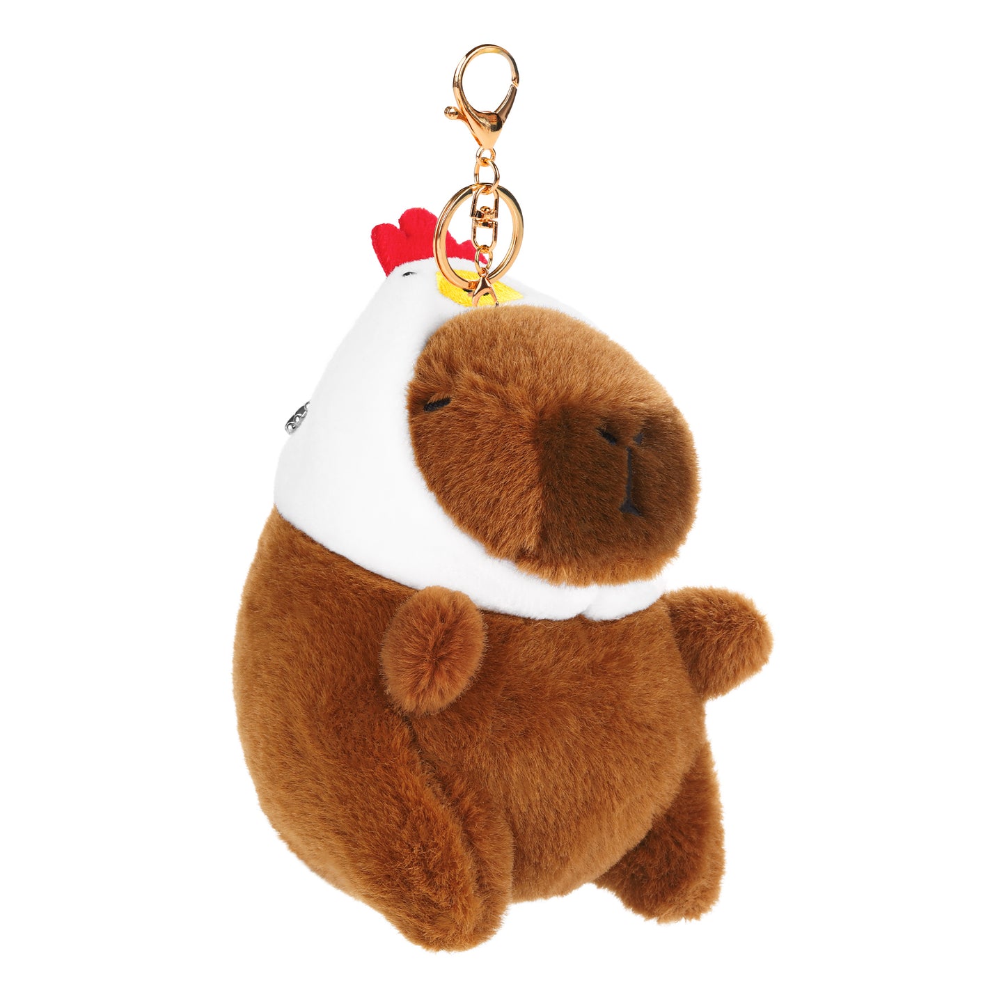 Capybara Chicken Hat Plush Keychain