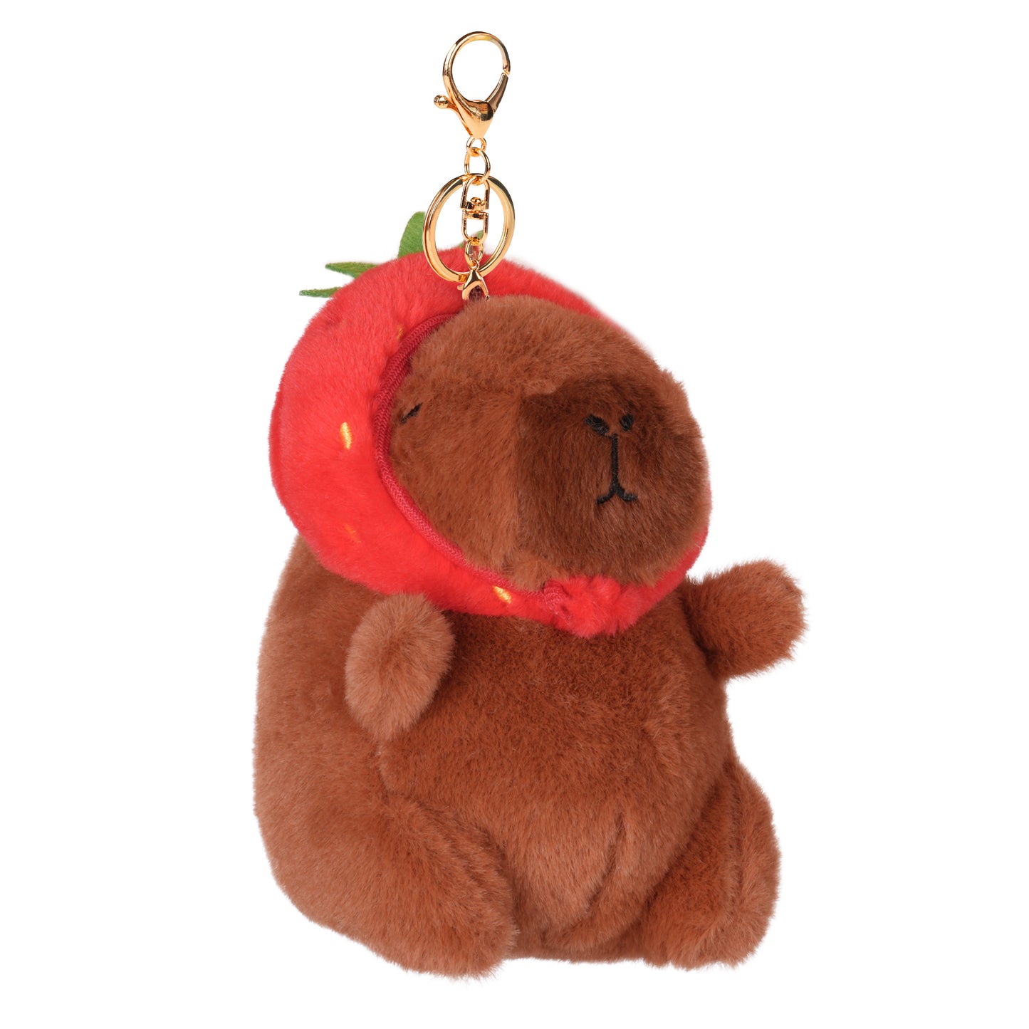 Capybara Strawberry Hat Plush Keychain