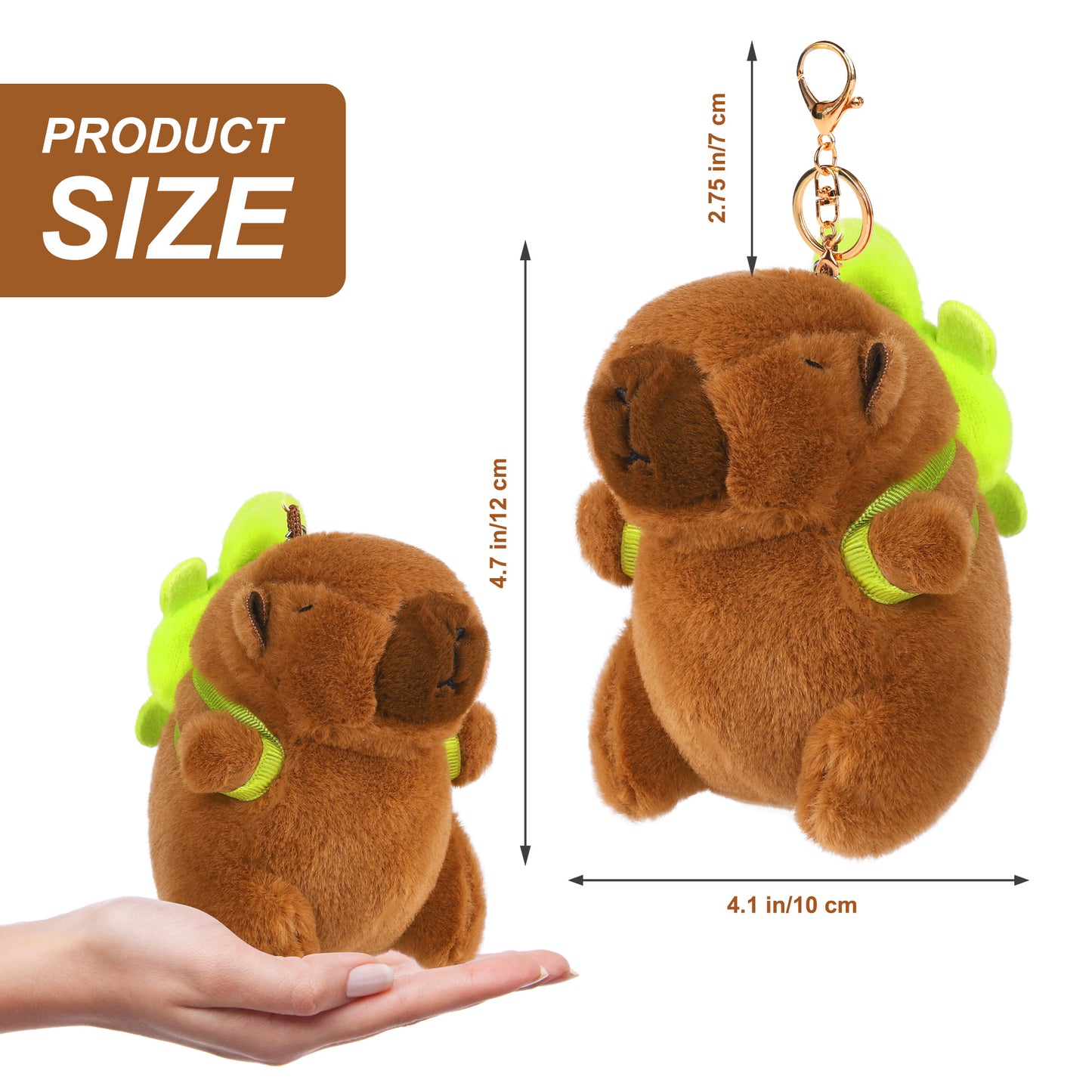 Capybara Turtle Backpack Plush Keychain