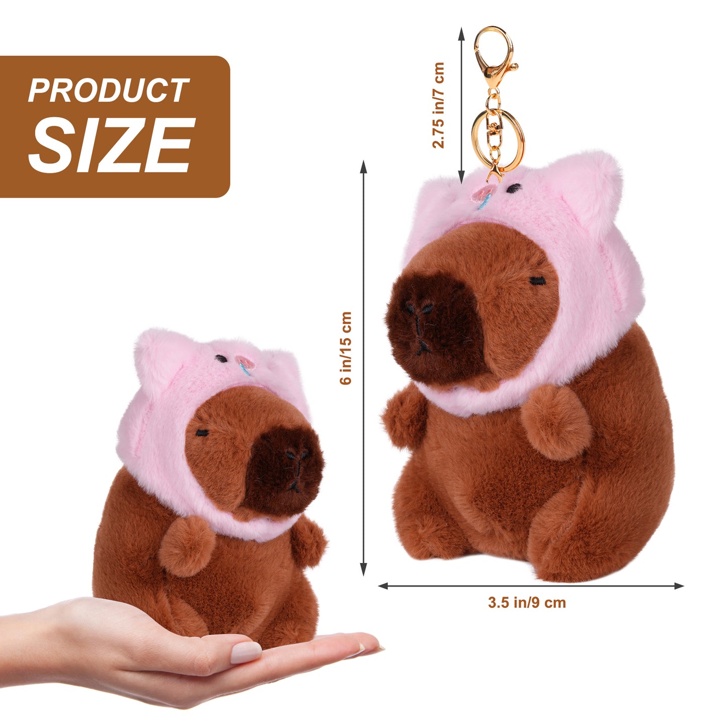 Capybara Piggy Hat Plush Keychain