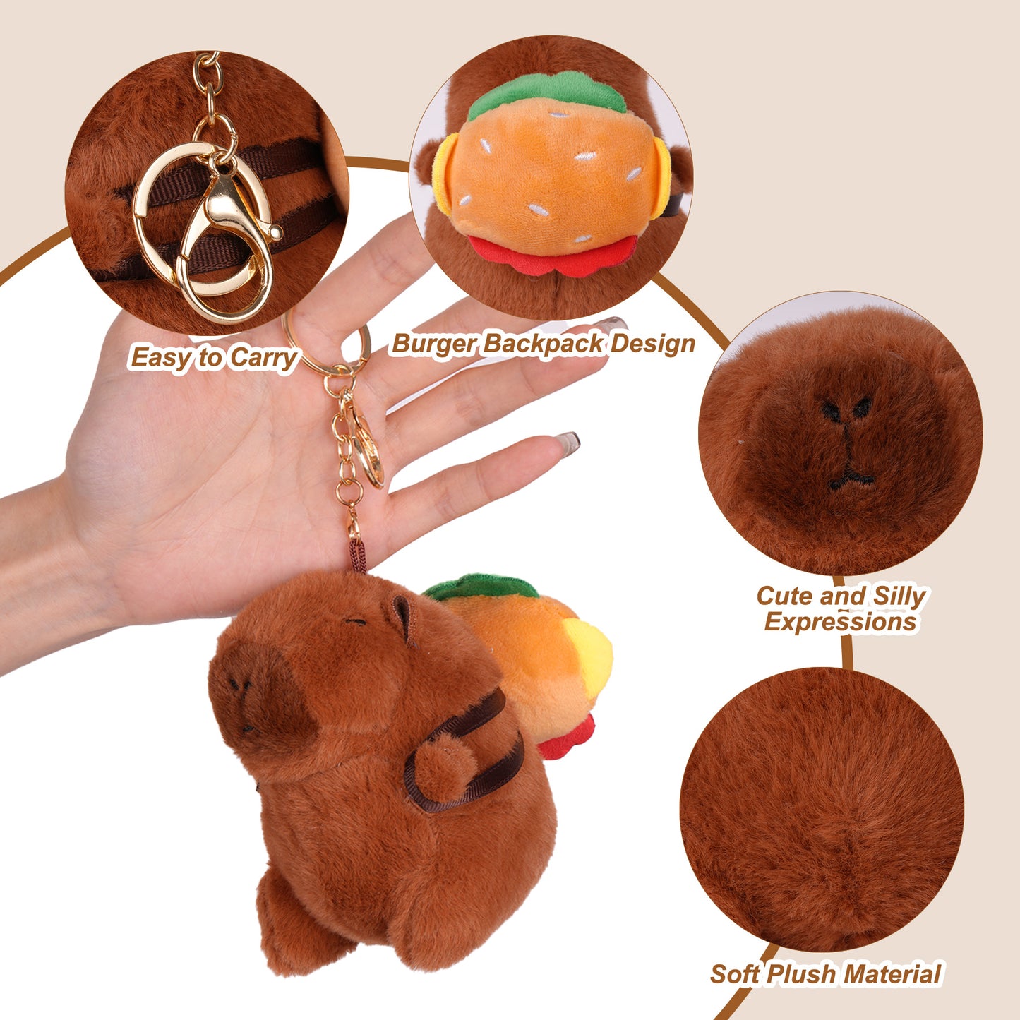 Capybara Plush Keychain Burger