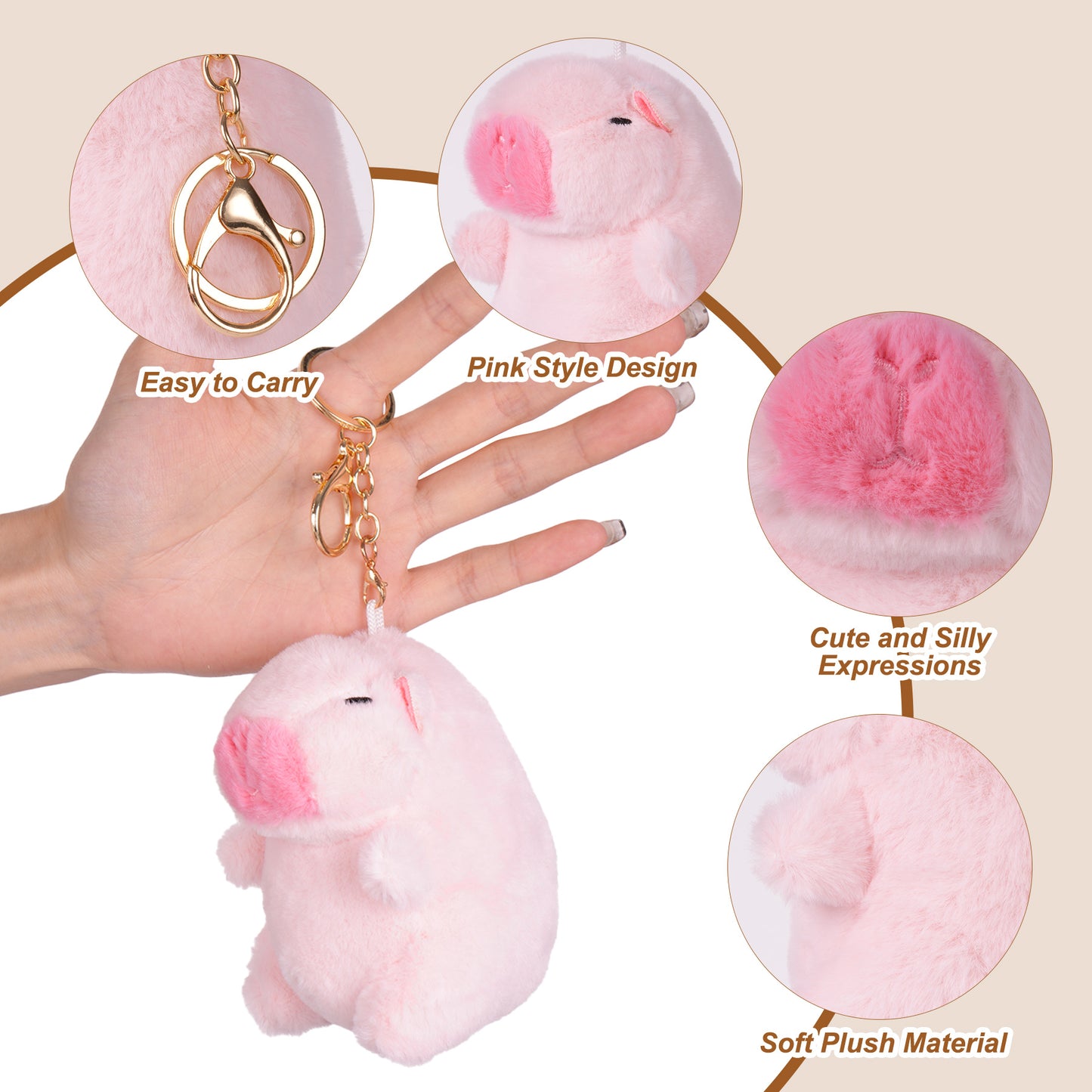 Capybara Pink Plush Keychain