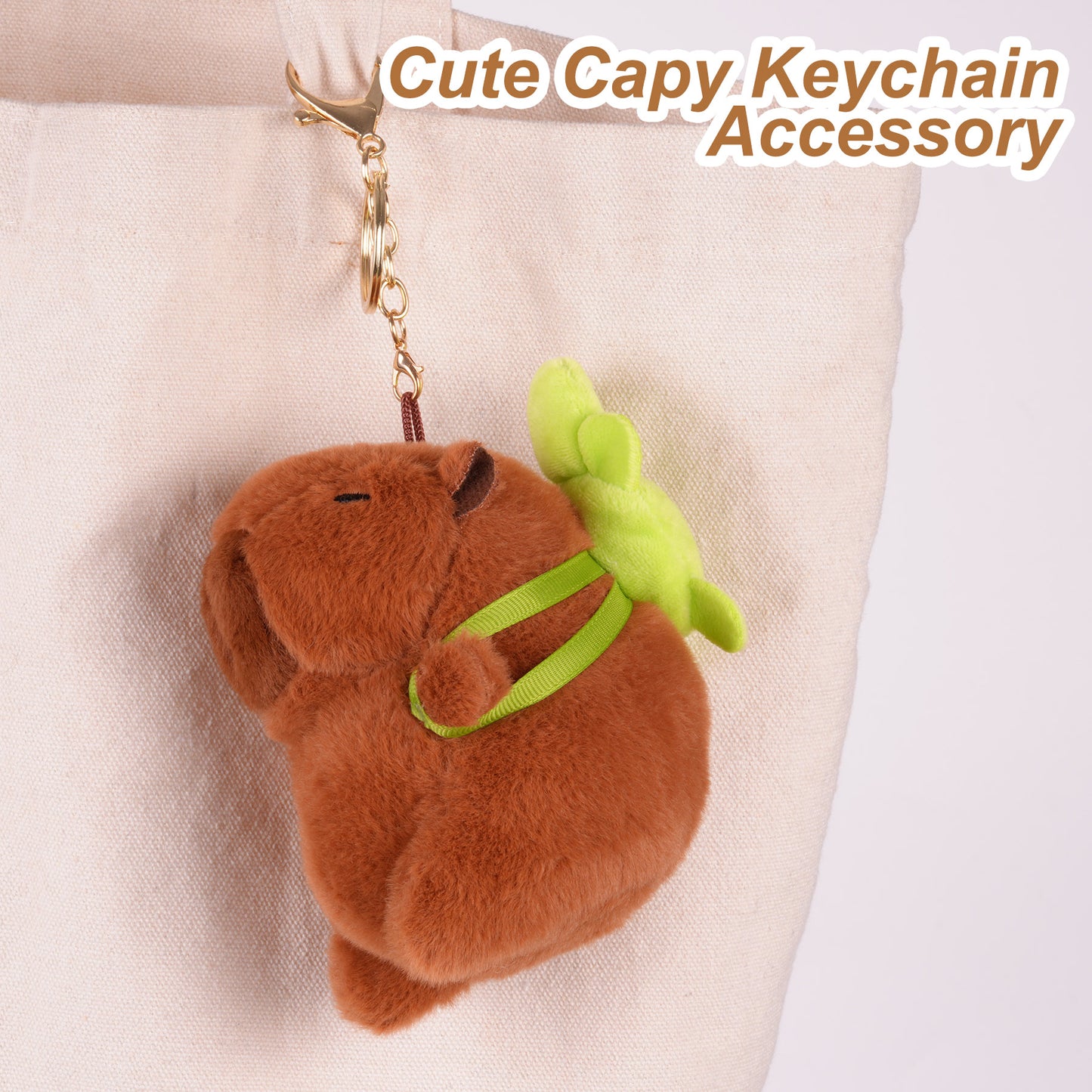 Capybara Turtle Backpack Plush Keychain